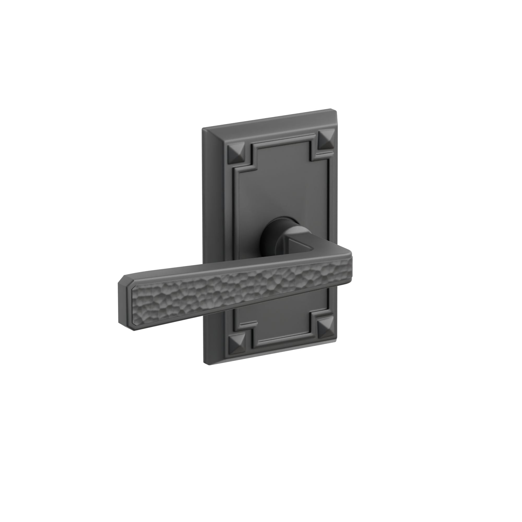 Emtek Concealed Fastener Hammered Lever Set with Arts & Crafts Rosette