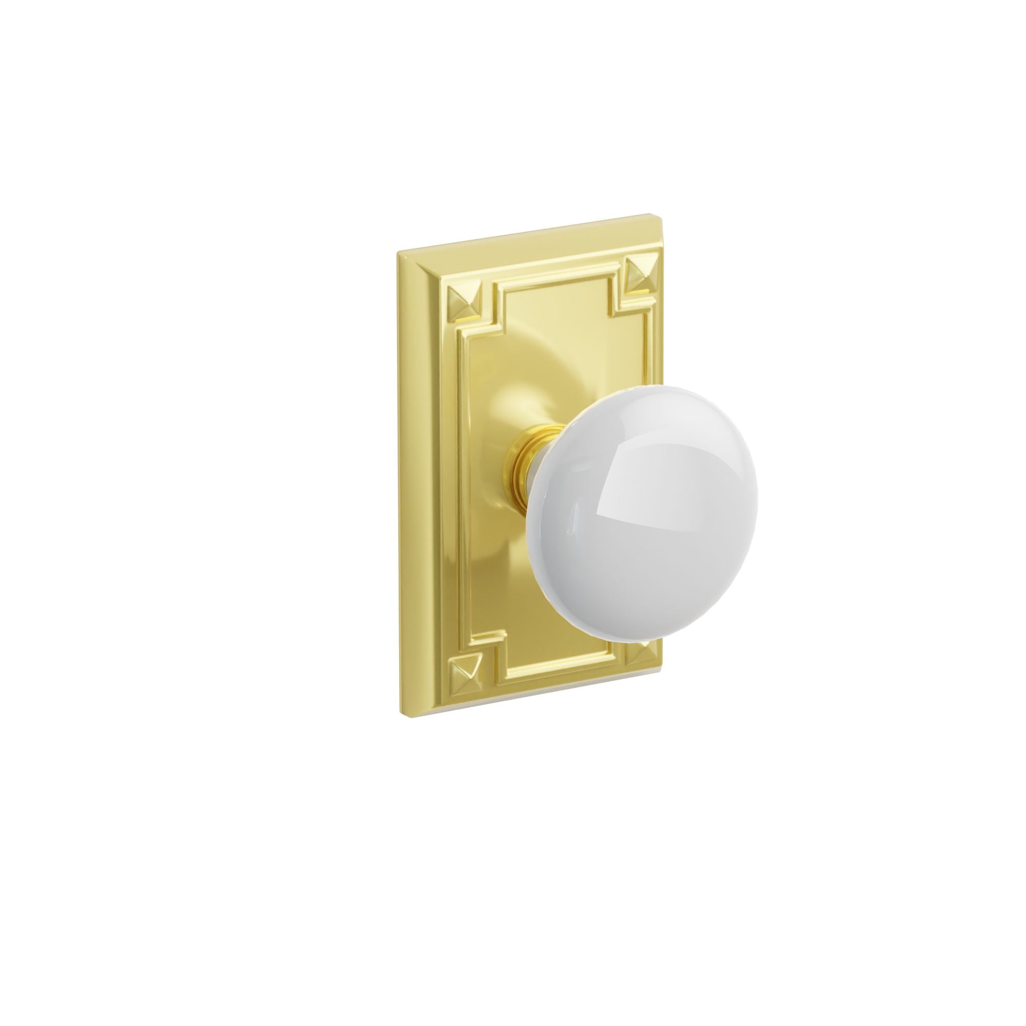 Emtek Concealed Fastener Ice White Porcelain Knob Set With Arts & Crafts Rosette