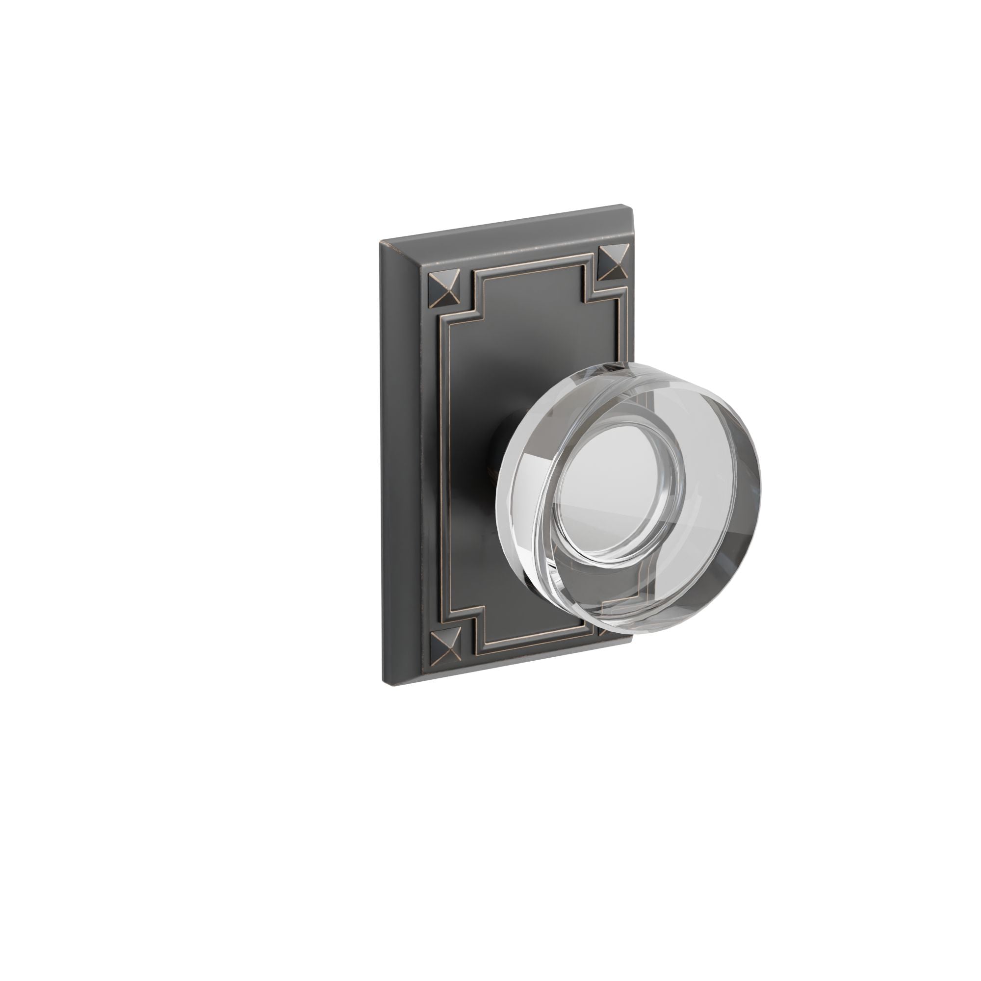 Emtek Concealed Fastener Modern Disc Glass Knob Set With Arts & Crafts Rosette