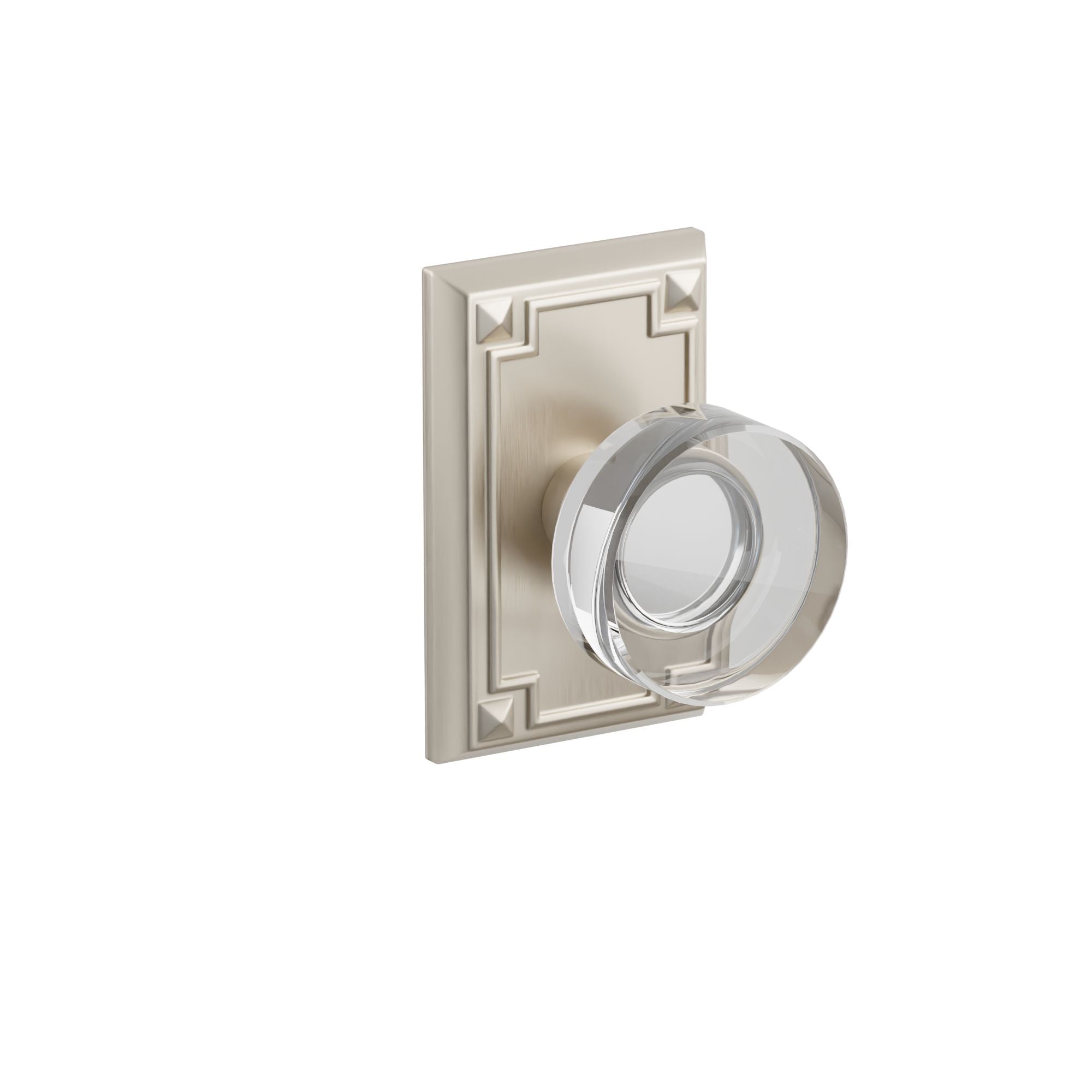 Emtek Concealed Fastener Modern Disc Glass Knob Set With Arts & Crafts Rosette