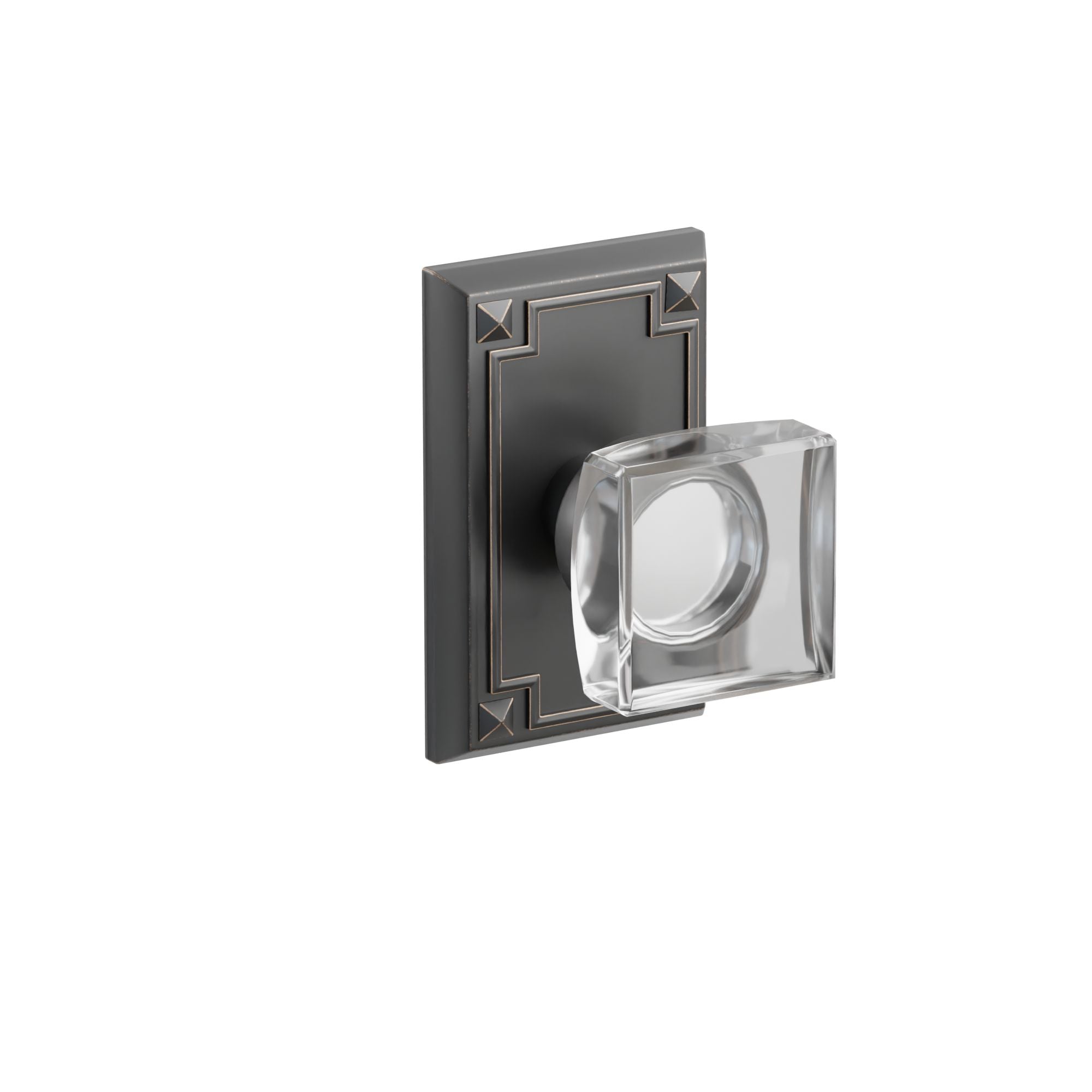 Emtek Concealed Fastener Modern Square Glass Knob Set With Arts & Crafts Rosette