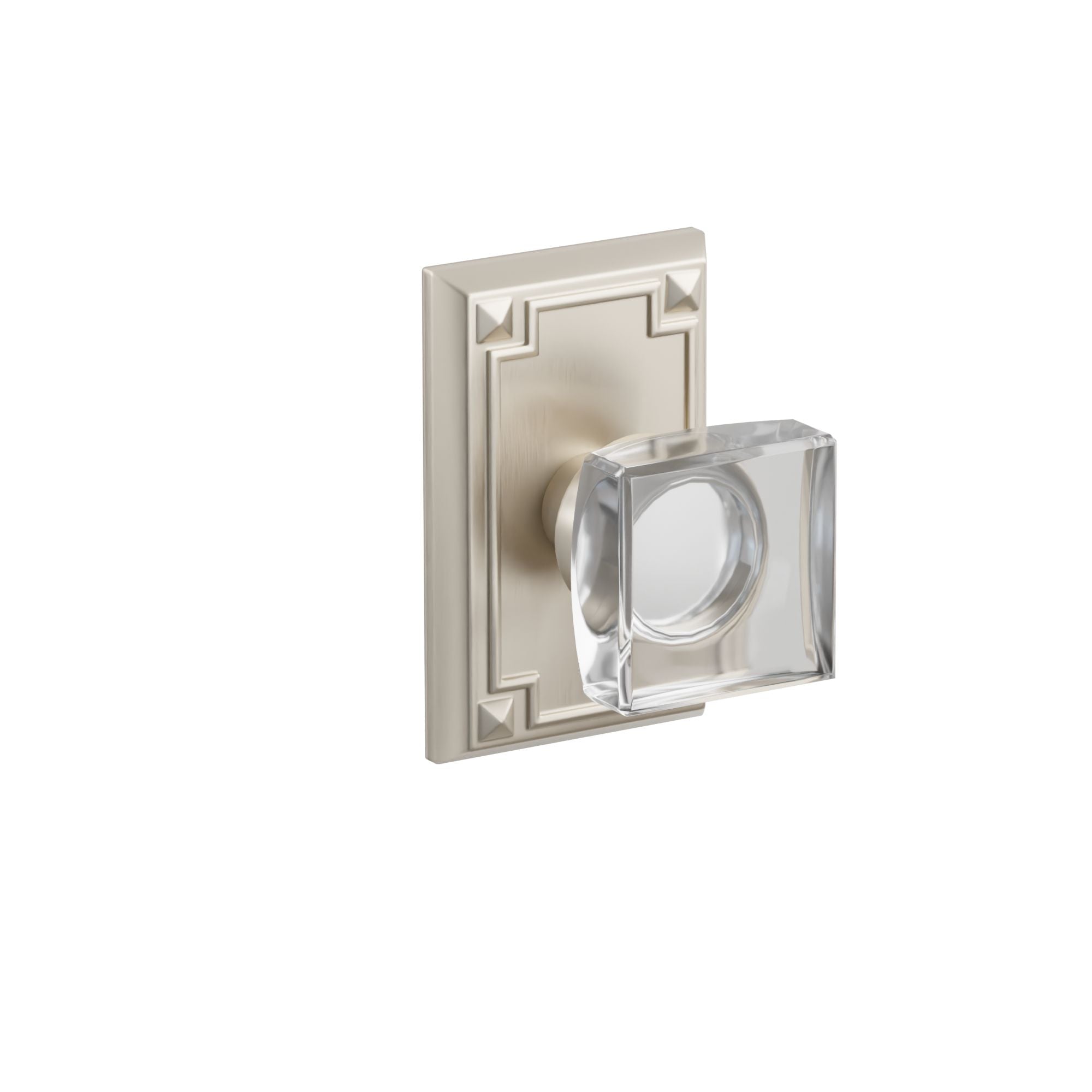 Emtek Concealed Fastener Modern Square Glass Knob Set With Arts & Crafts Rosette