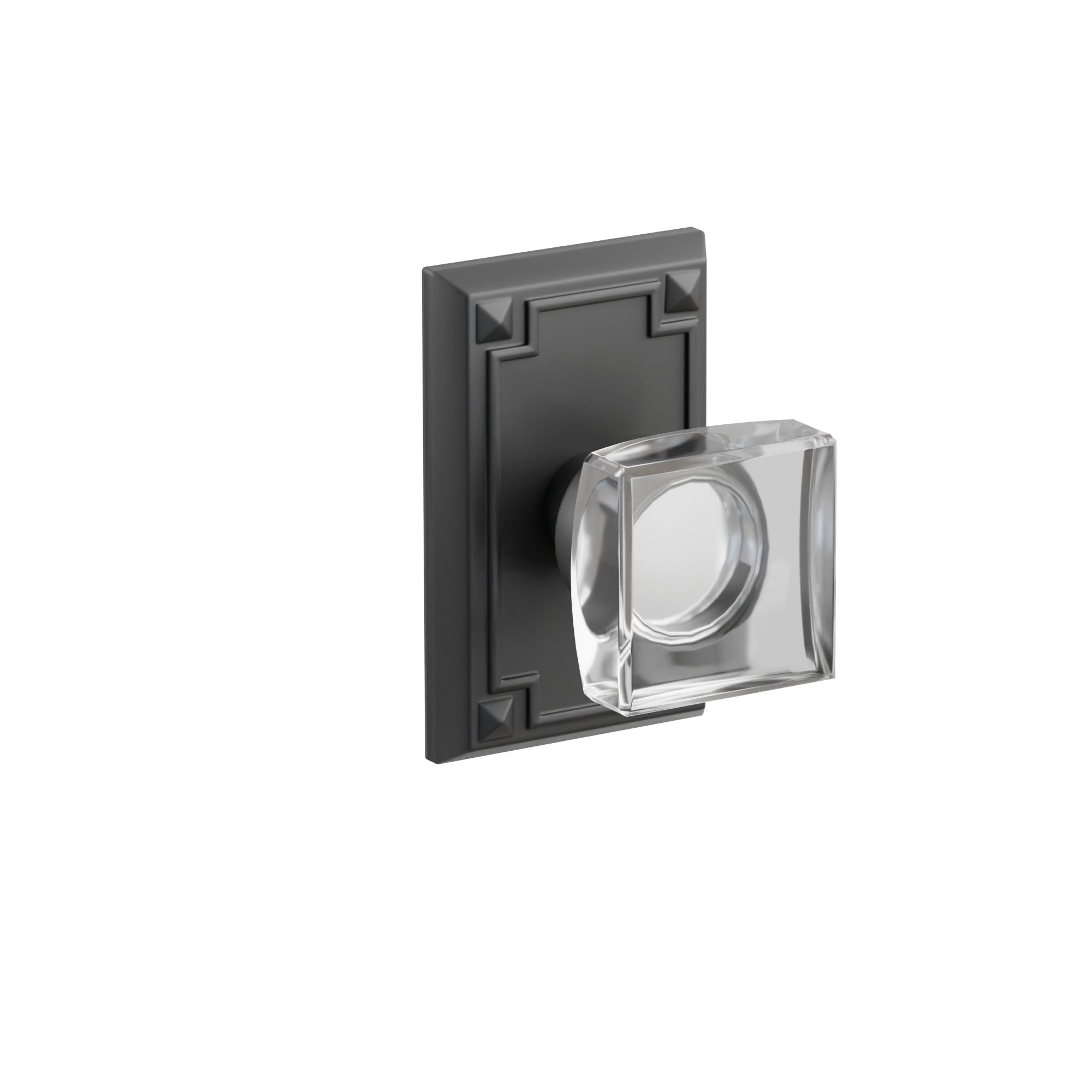 Emtek Modern Square Glass Knob Set with Arts & Crafts Rosette