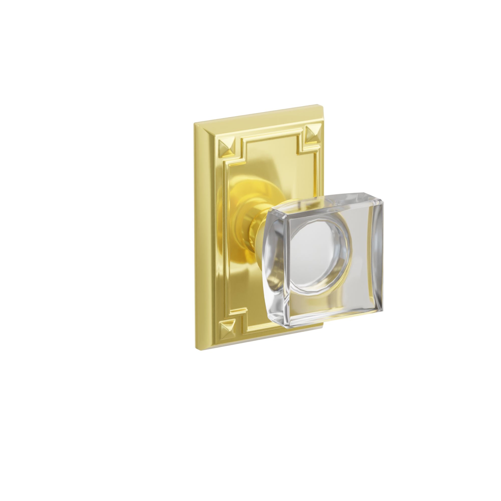 Emtek Concealed Fastener Modern Square Glass Knob Set With Arts & Crafts Rosette