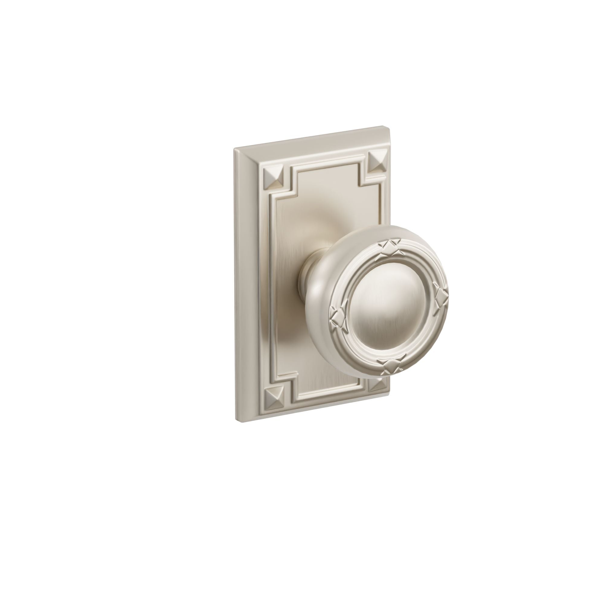 Emtek Concealed Fastener Ribbon & Reed Knob Set With Arts & Crafts Rosette