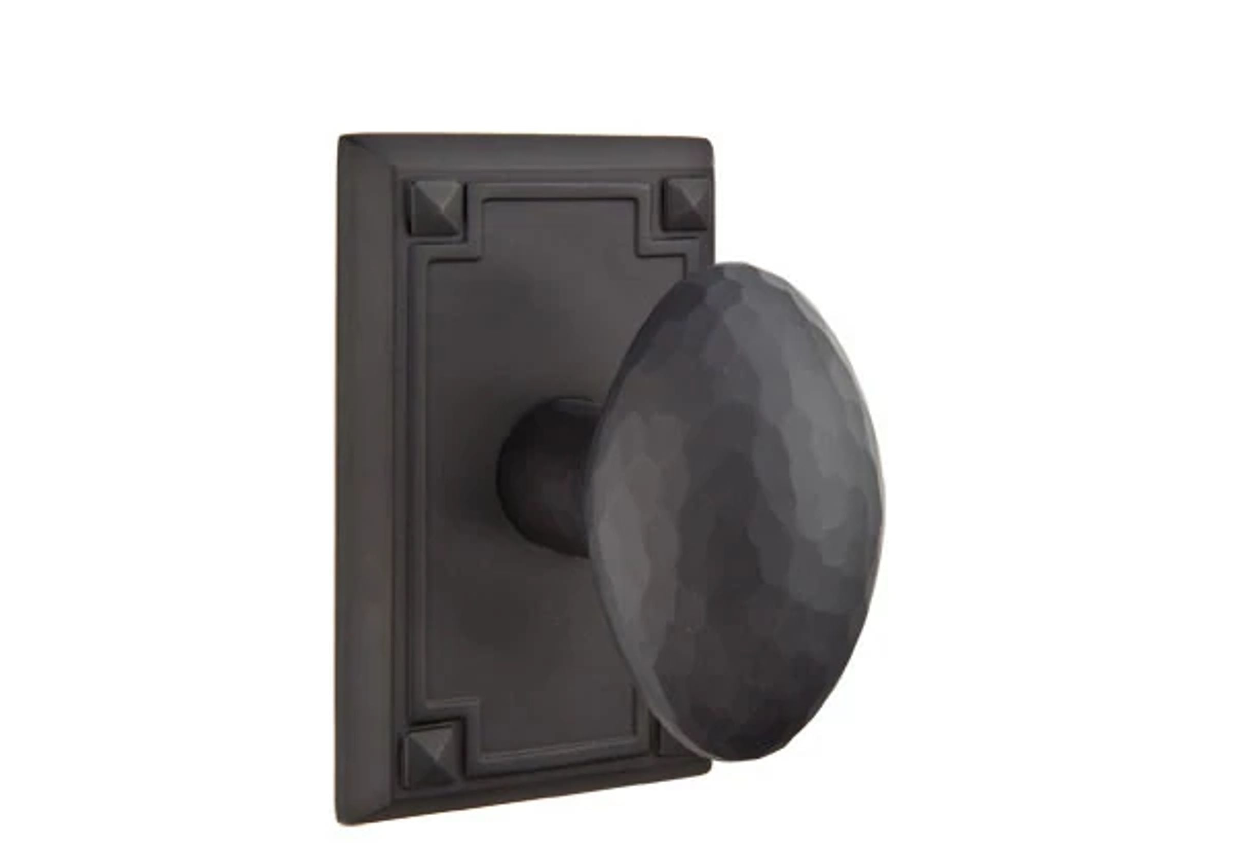 Emtek Concealed Fastener Hammered Egg Knob Set with Arts & Crafts Rosette