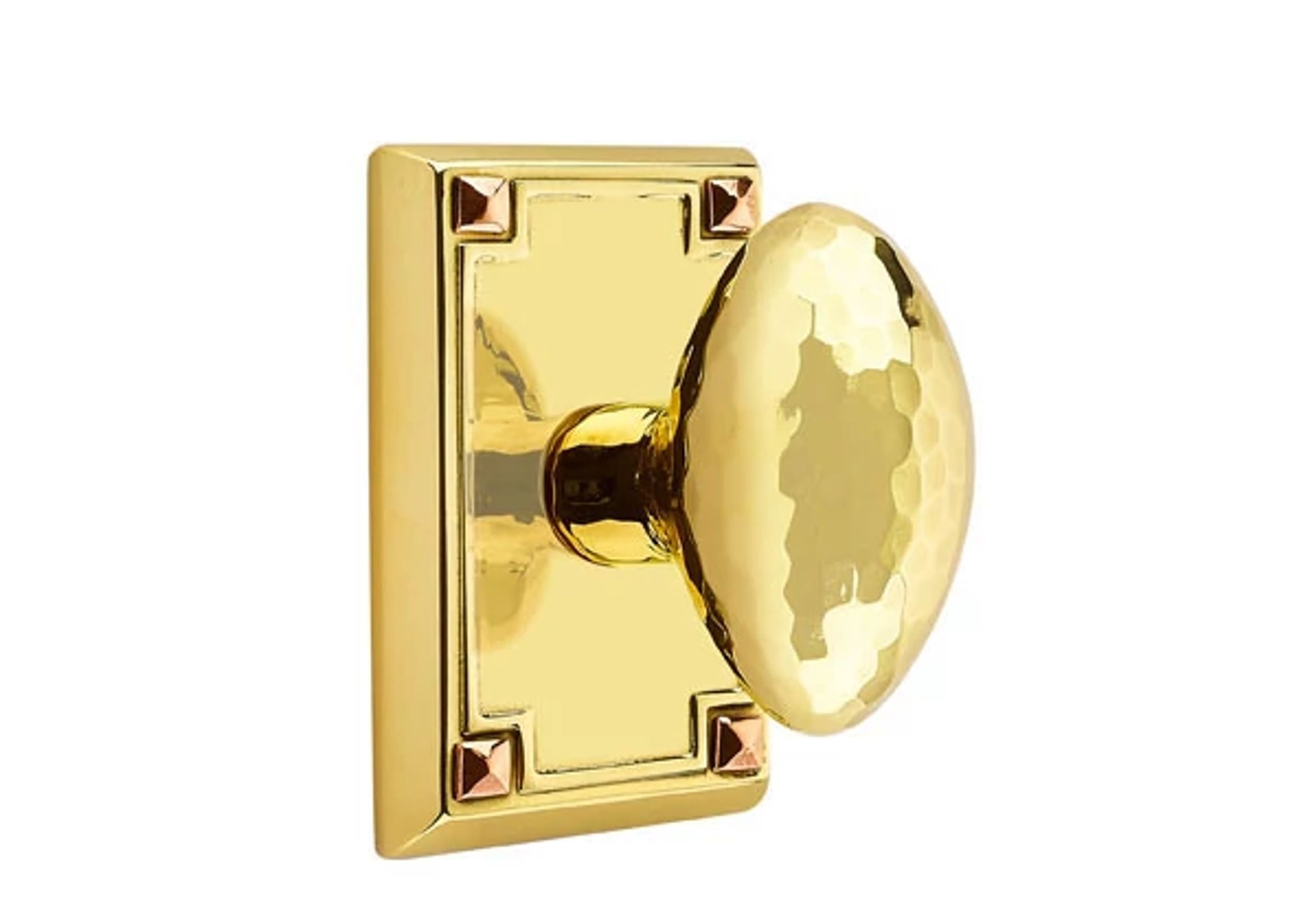 Emtek Concealed Fastener Hammered Egg Knob Set with Arts & Crafts Rosette