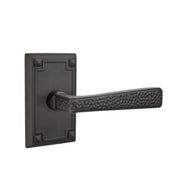 Emtek Concealed Fastener Hammered Lever Set with Arts & Crafts Rosette