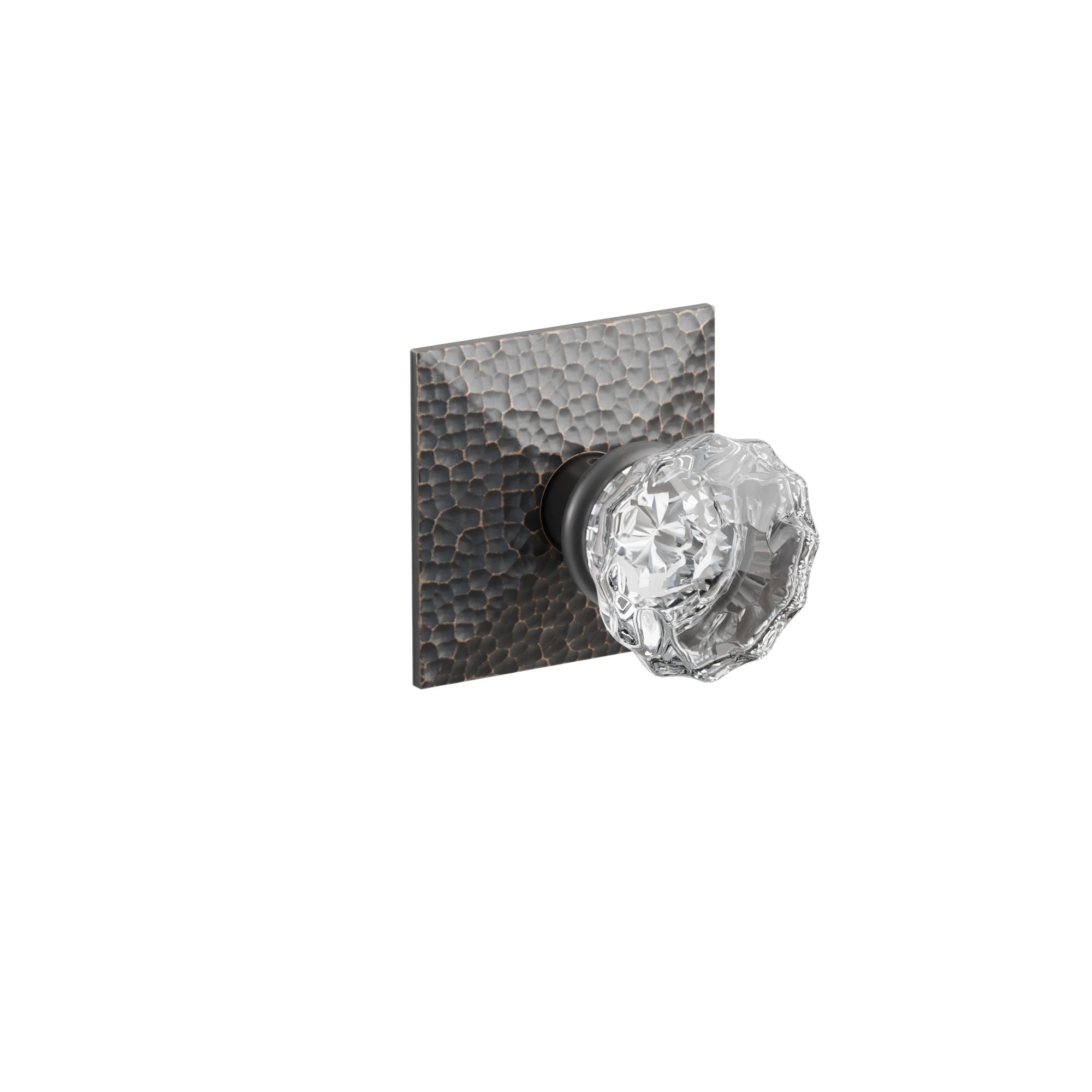 Emtek Concealed Fastener Astoria Glass Knob Set With Hammered Rosette