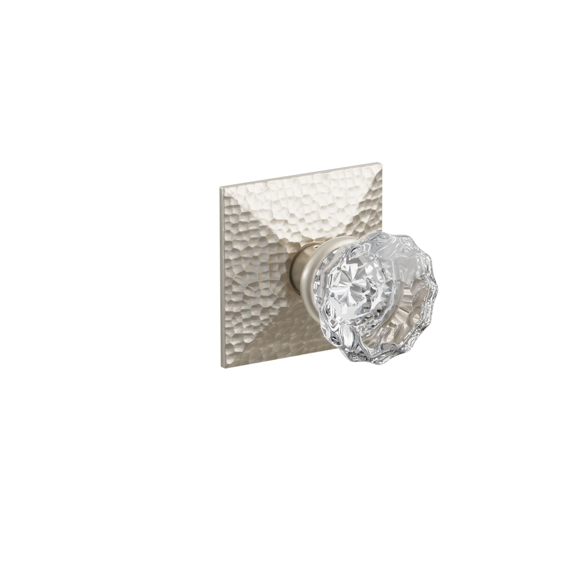 Emtek Concealed Fastener Astoria Glass Knob Set With Hammered Rosette