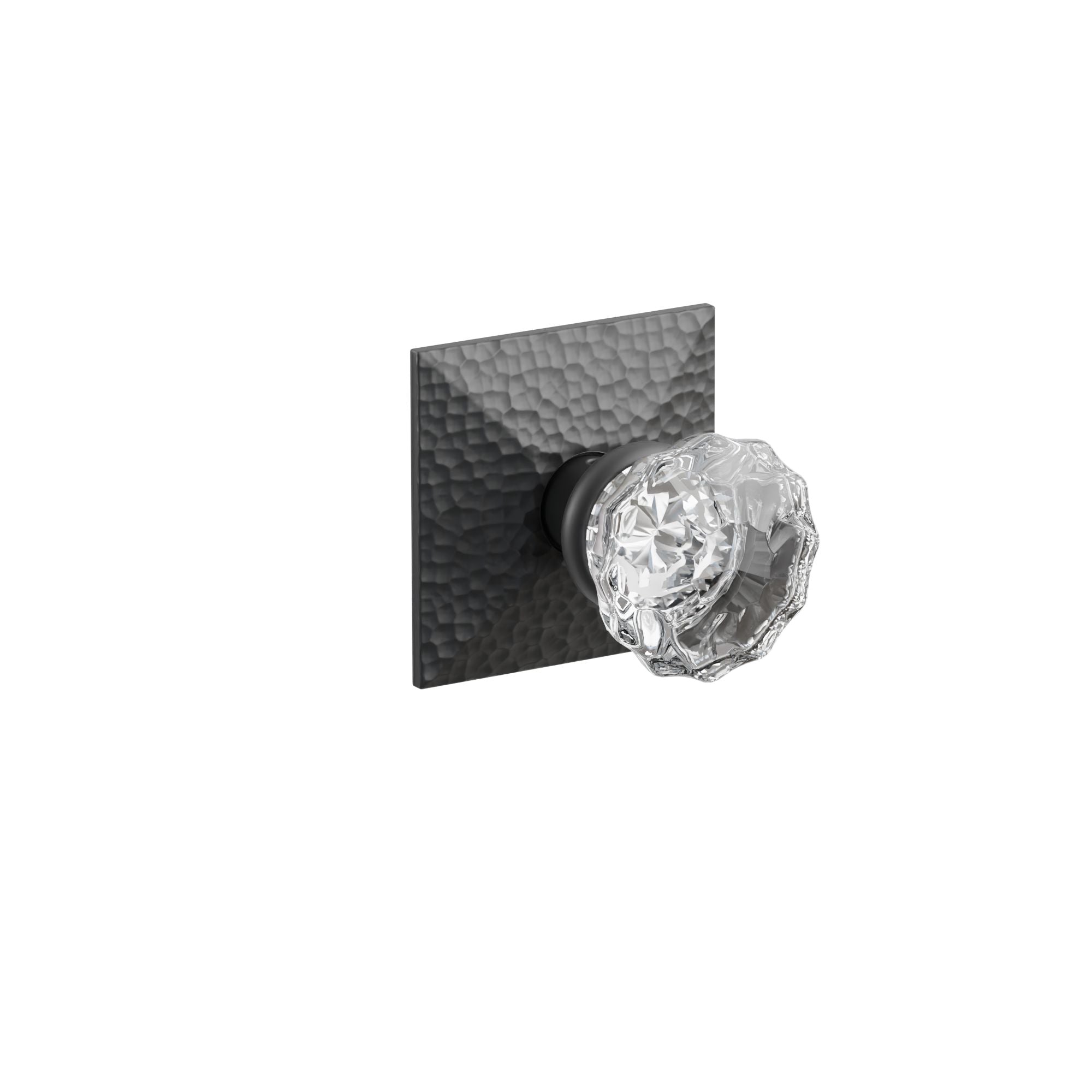 Emtek Astoria Glass Knob Set with Hammered Rosette
