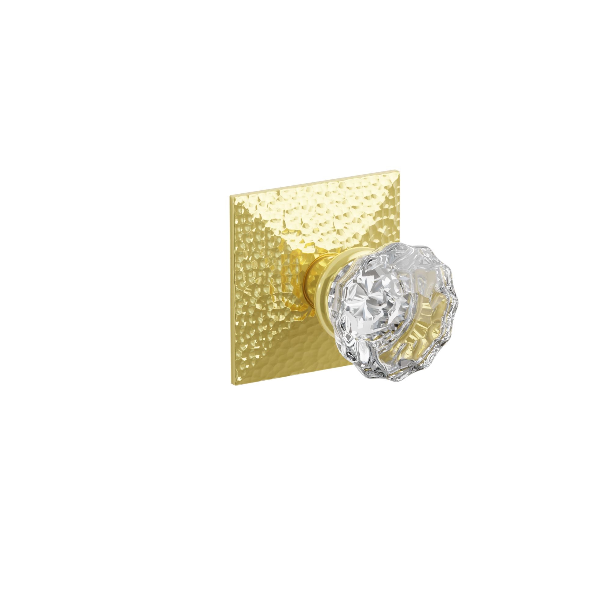 Emtek Concealed Fastener Astoria Glass Knob Set With Hammered Rosette