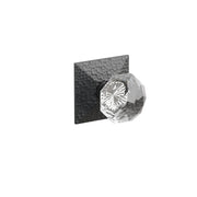 Emtek Concealed Fastener Diamond Glass Knob Set With Hammered Rosette