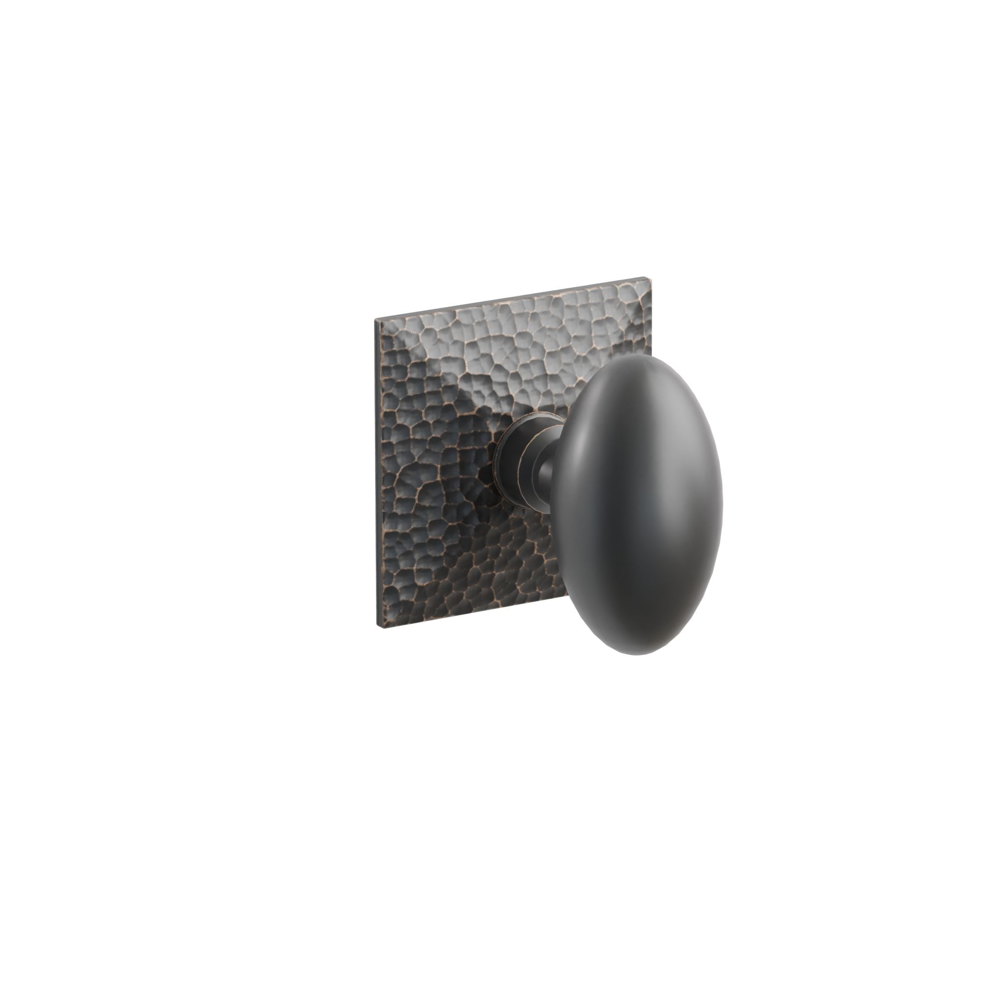 Emtek Concealed Fastener Egg Knob Set With Hammered Rosette
