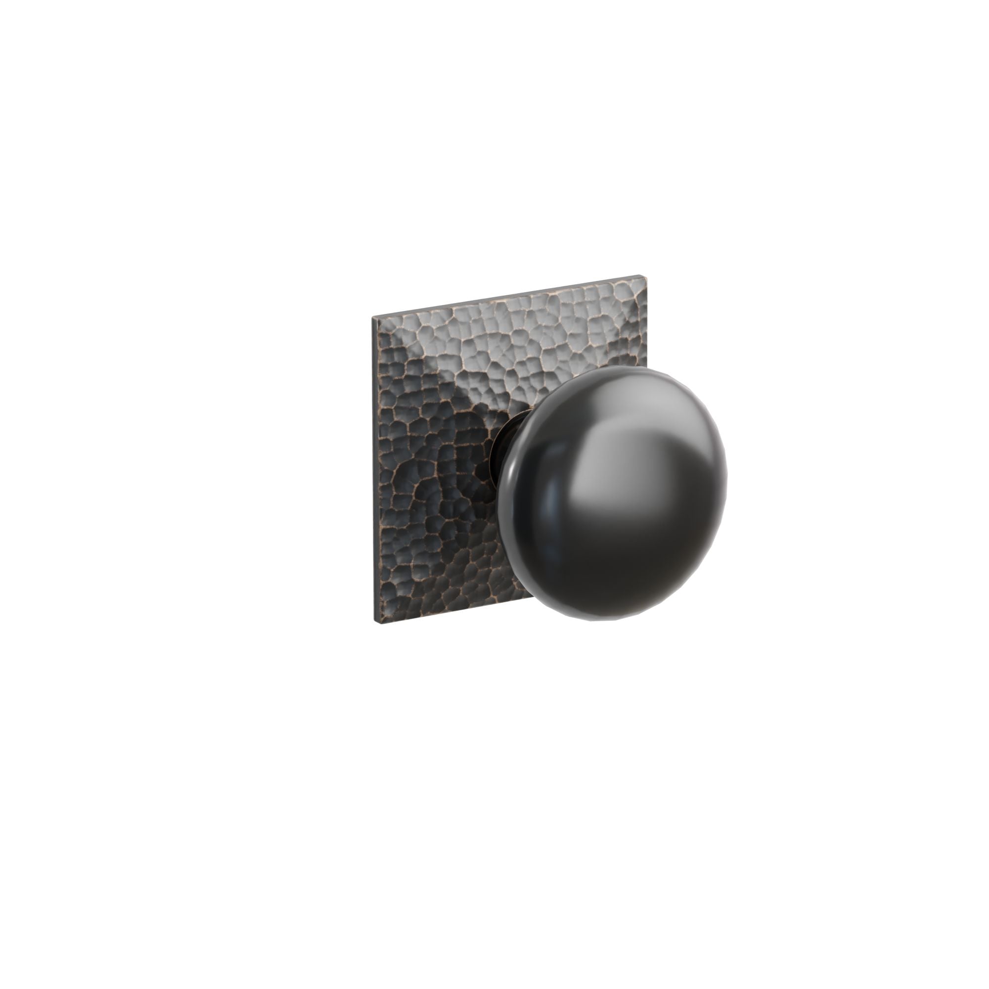 Emtek Concealed Fastener Ebony Porcelain Knob Set With Hammered Rosette