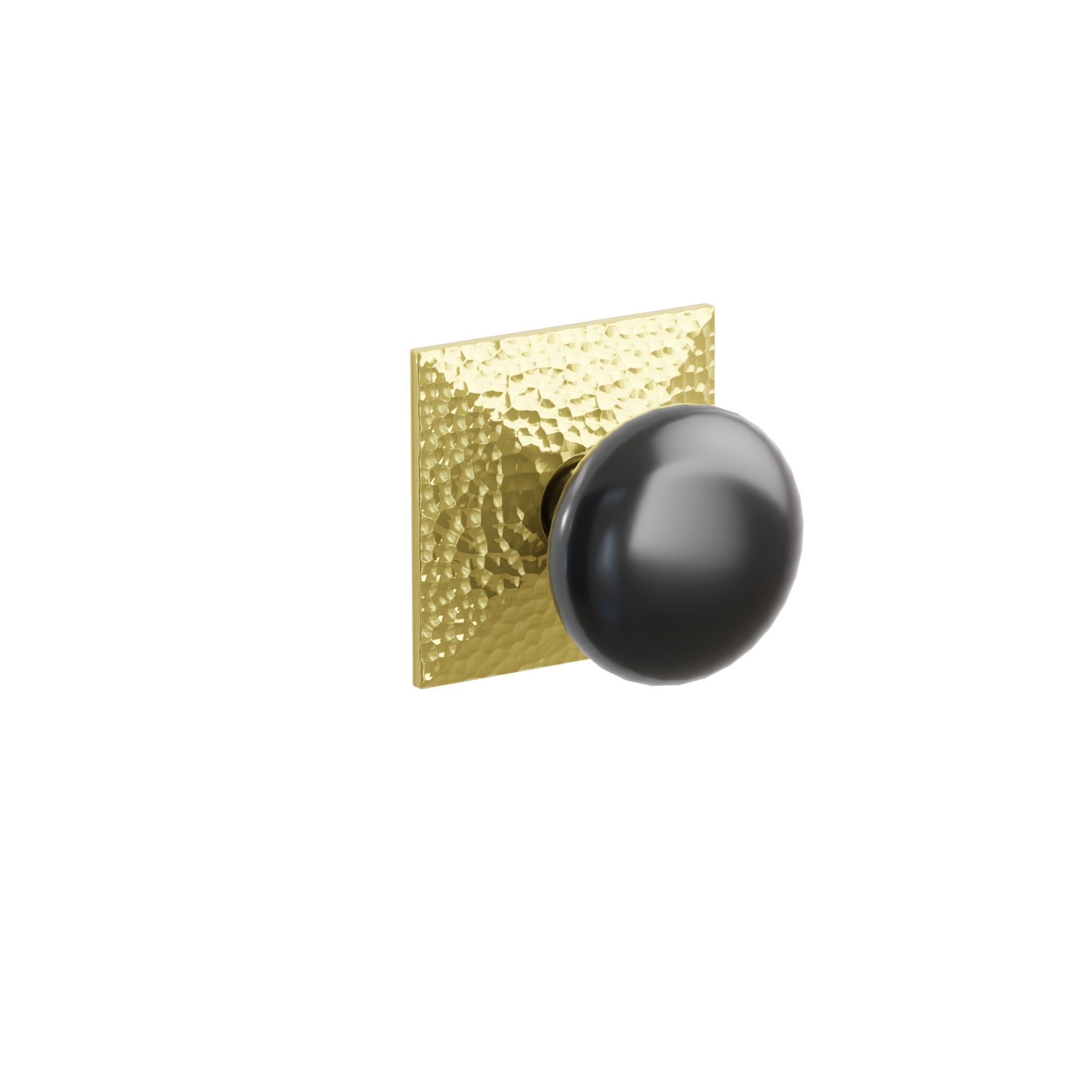 Emtek Concealed Fastener Ebony Porcelain Knob Set With Hammered Rosette