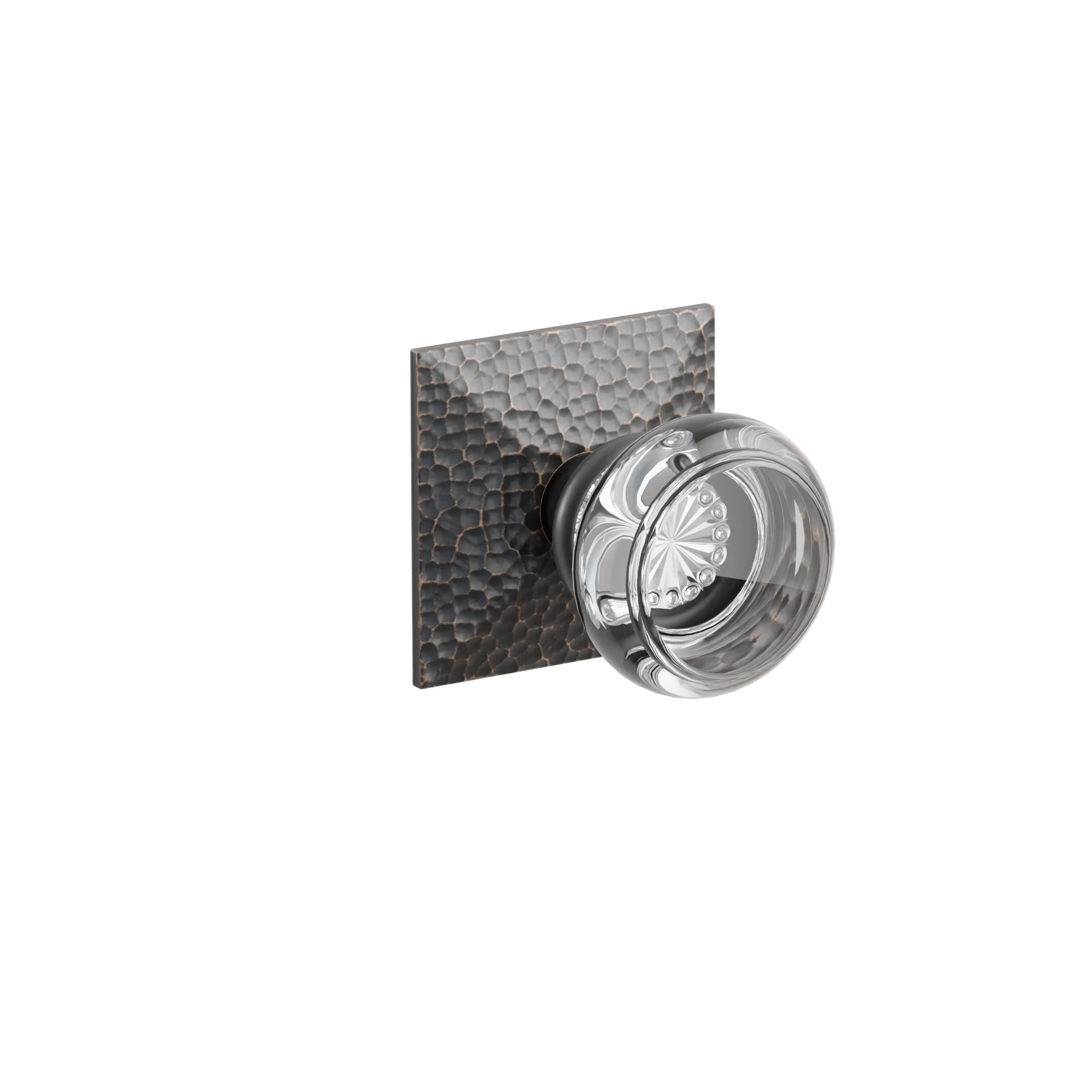 Emtek Georgetown Glass Knob Set with Hammered Rosette