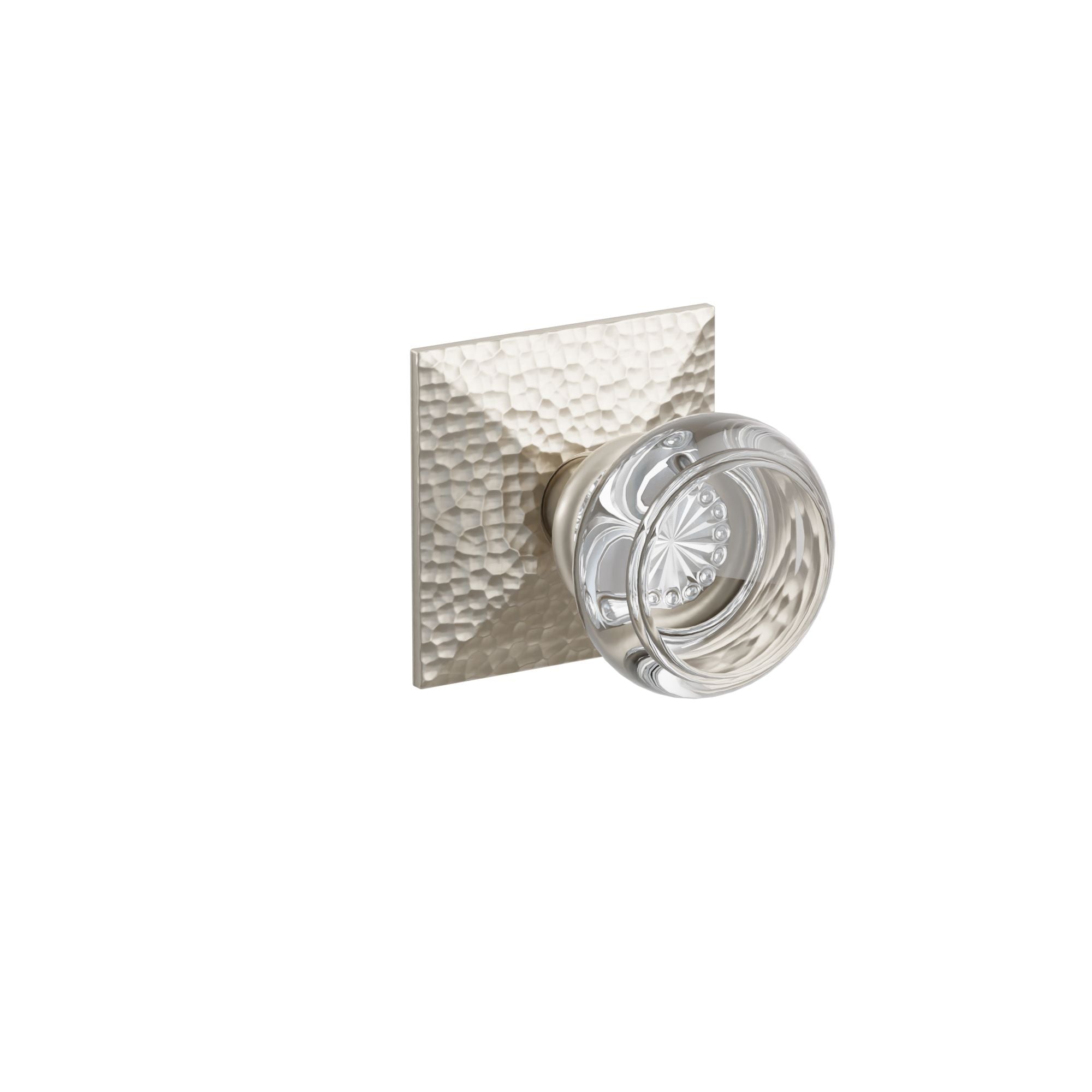 Emtek Georgetown Glass Knob Set with Hammered Rosette