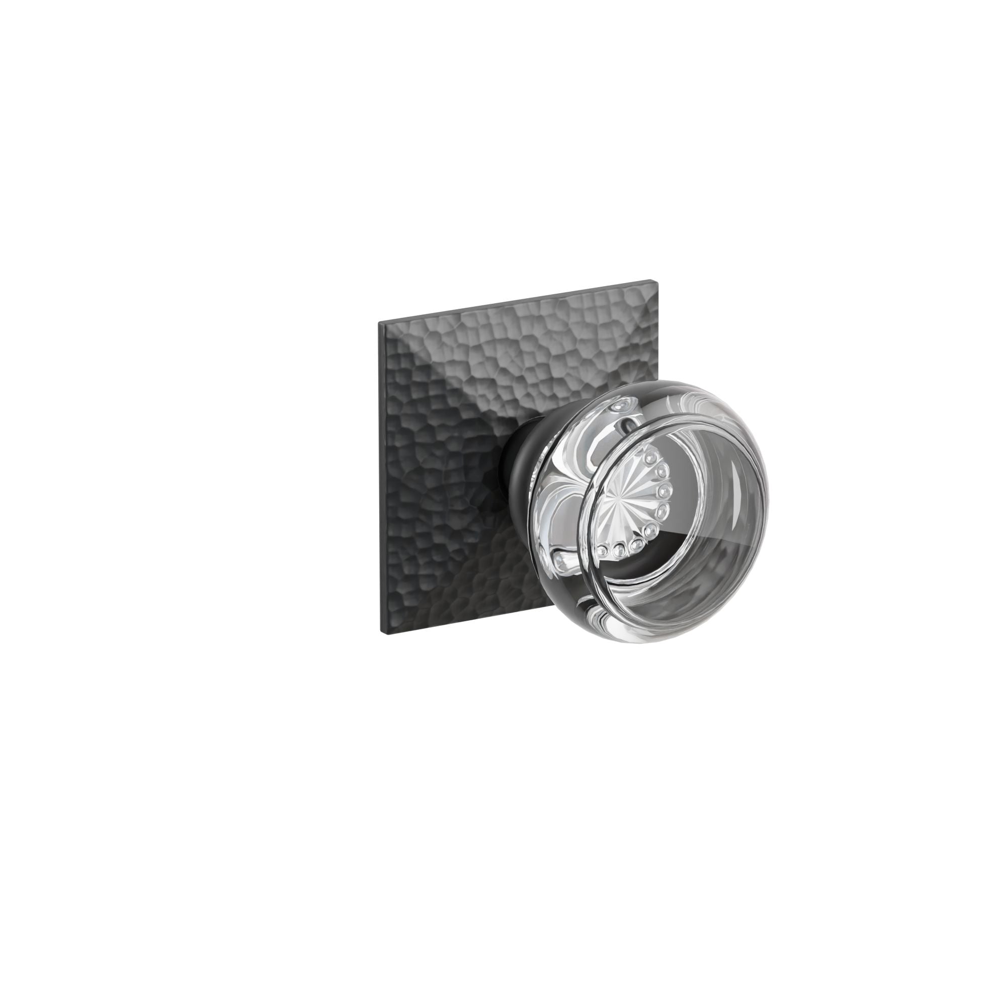Emtek Concealed Fastener Georgetown Glass Knob Set With Hammered Rosette