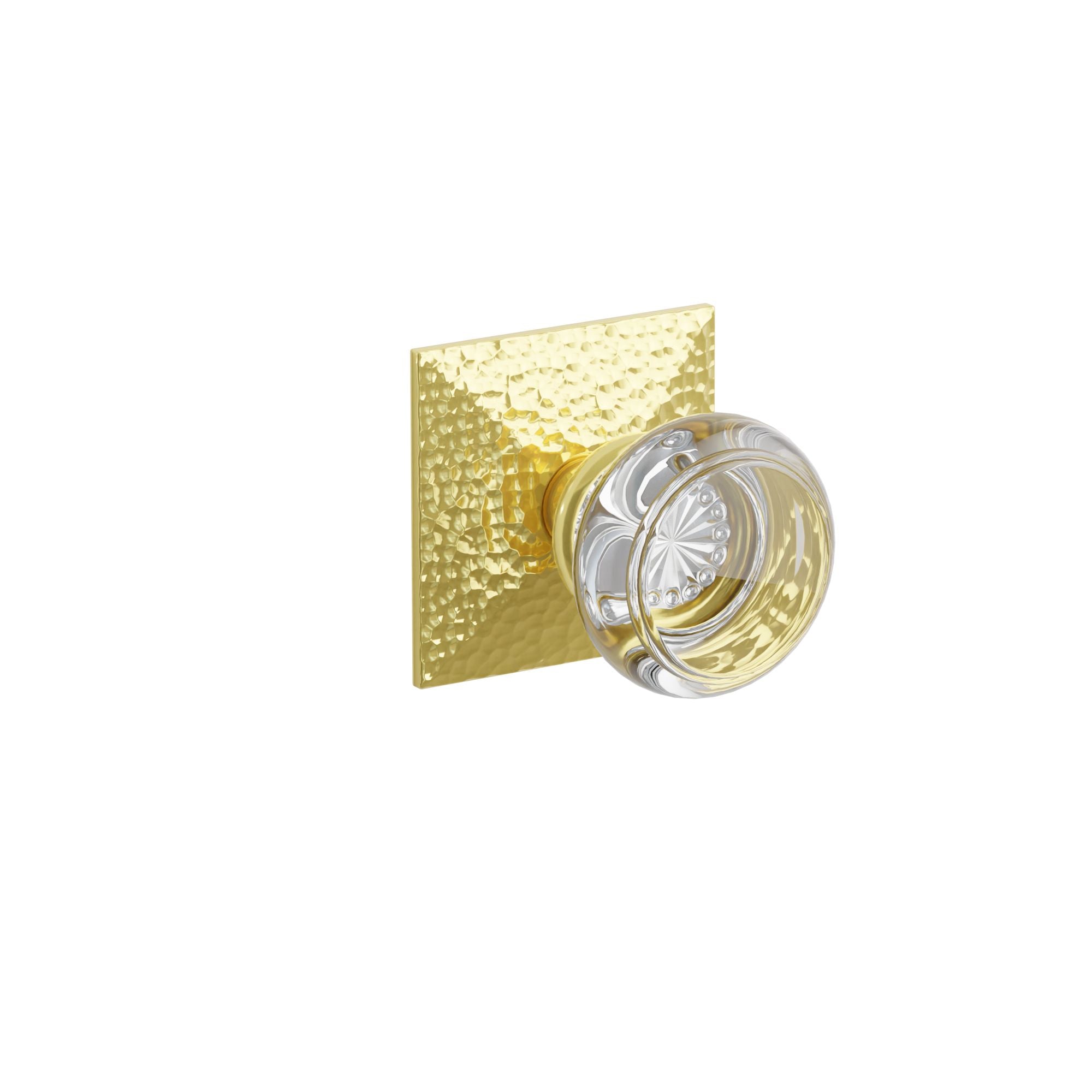 Emtek Concealed Fastener Georgetown Glass Knob Set With Hammered Rosette