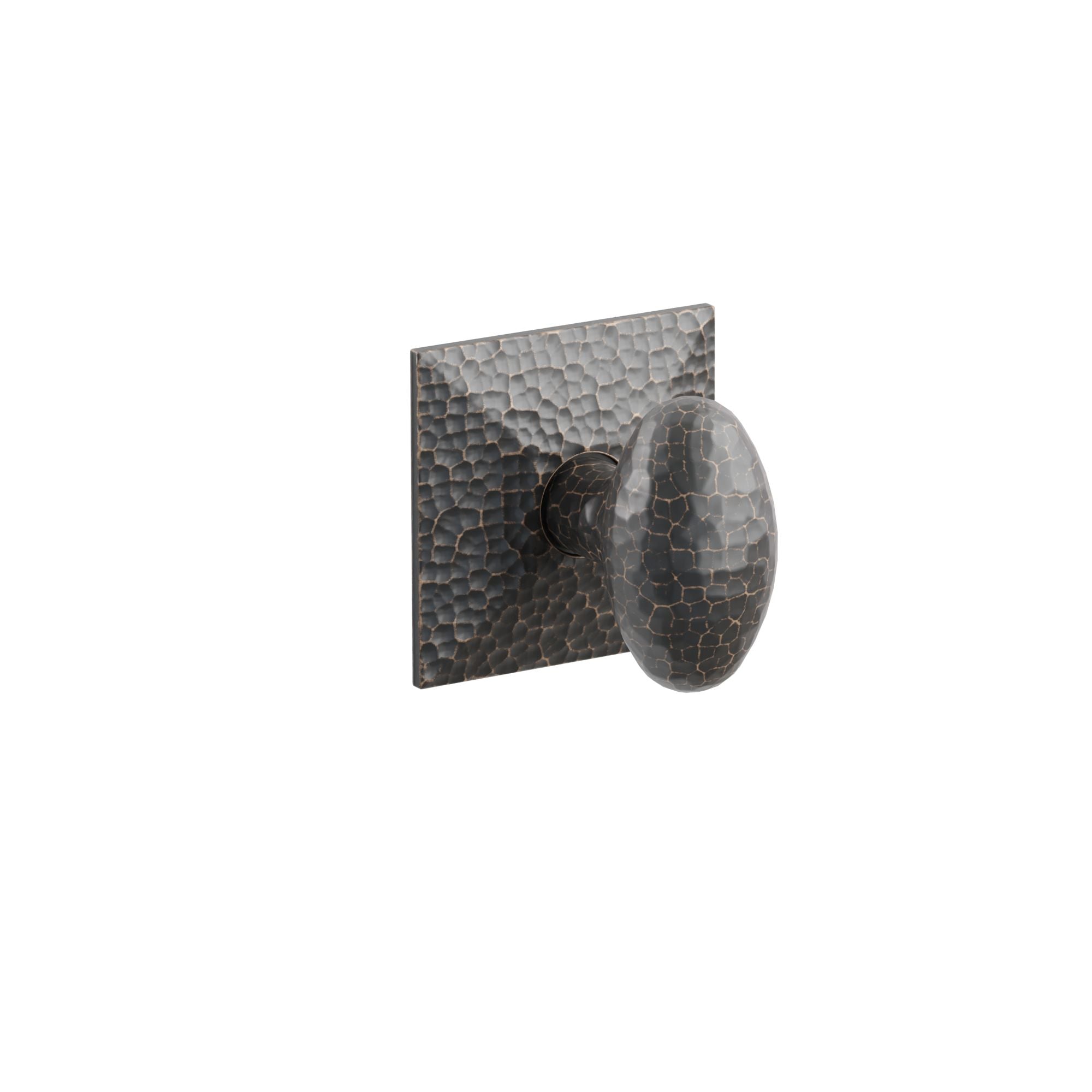 Emtek Concealed Fastener Hammered Egg Knob Set With Hammered Rosette
