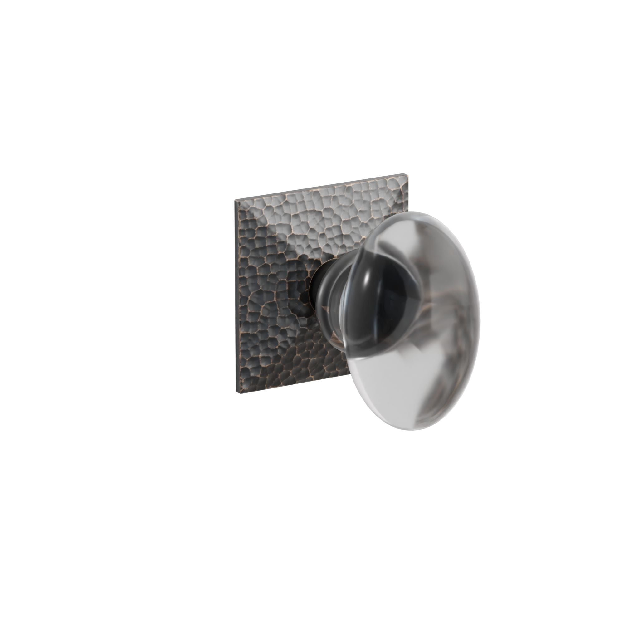 Emtek Concealed Fastener Hampton Glass Knob Set With Hammered Rosette