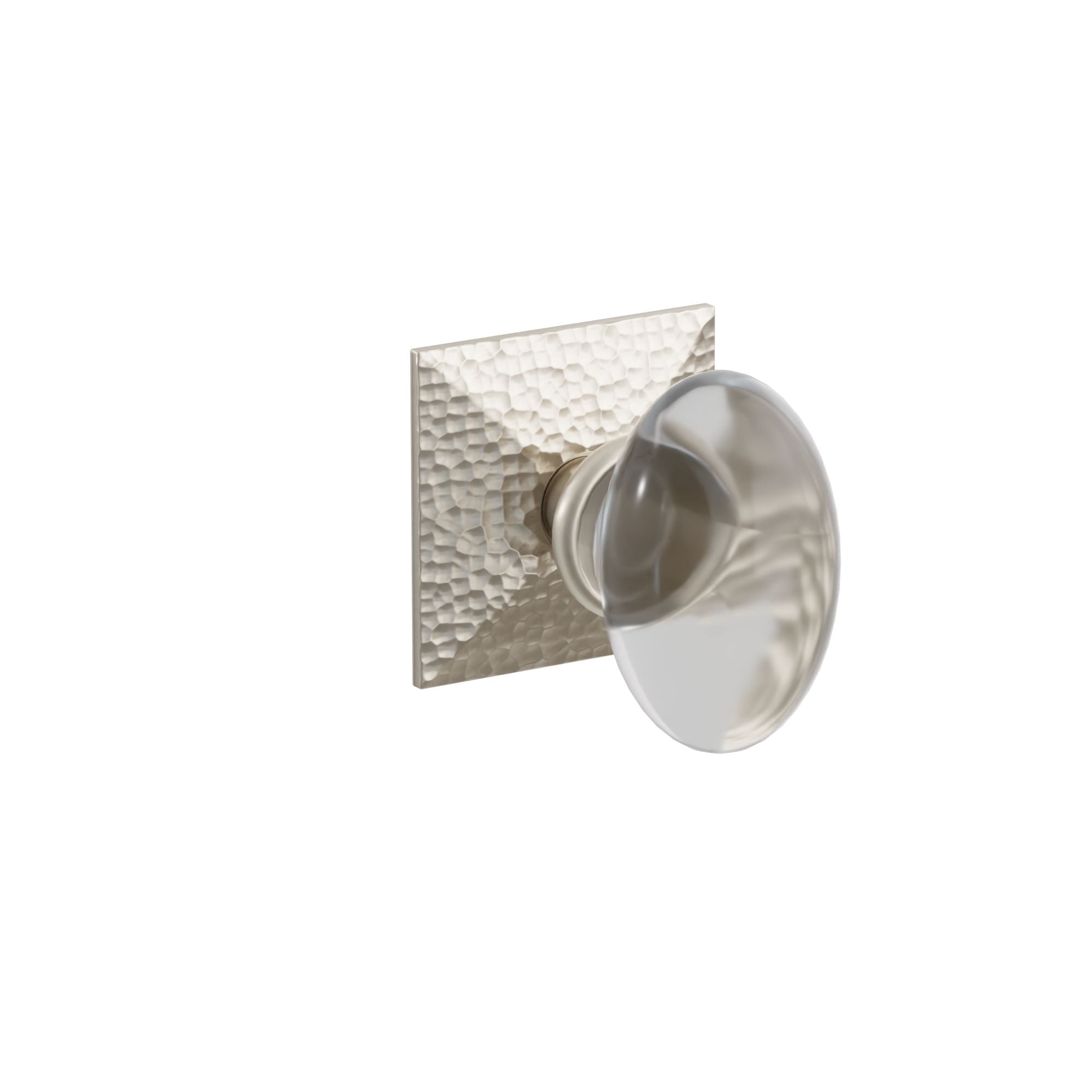 Emtek Concealed Fastener Hampton Glass Knob Set With Hammered Rosette