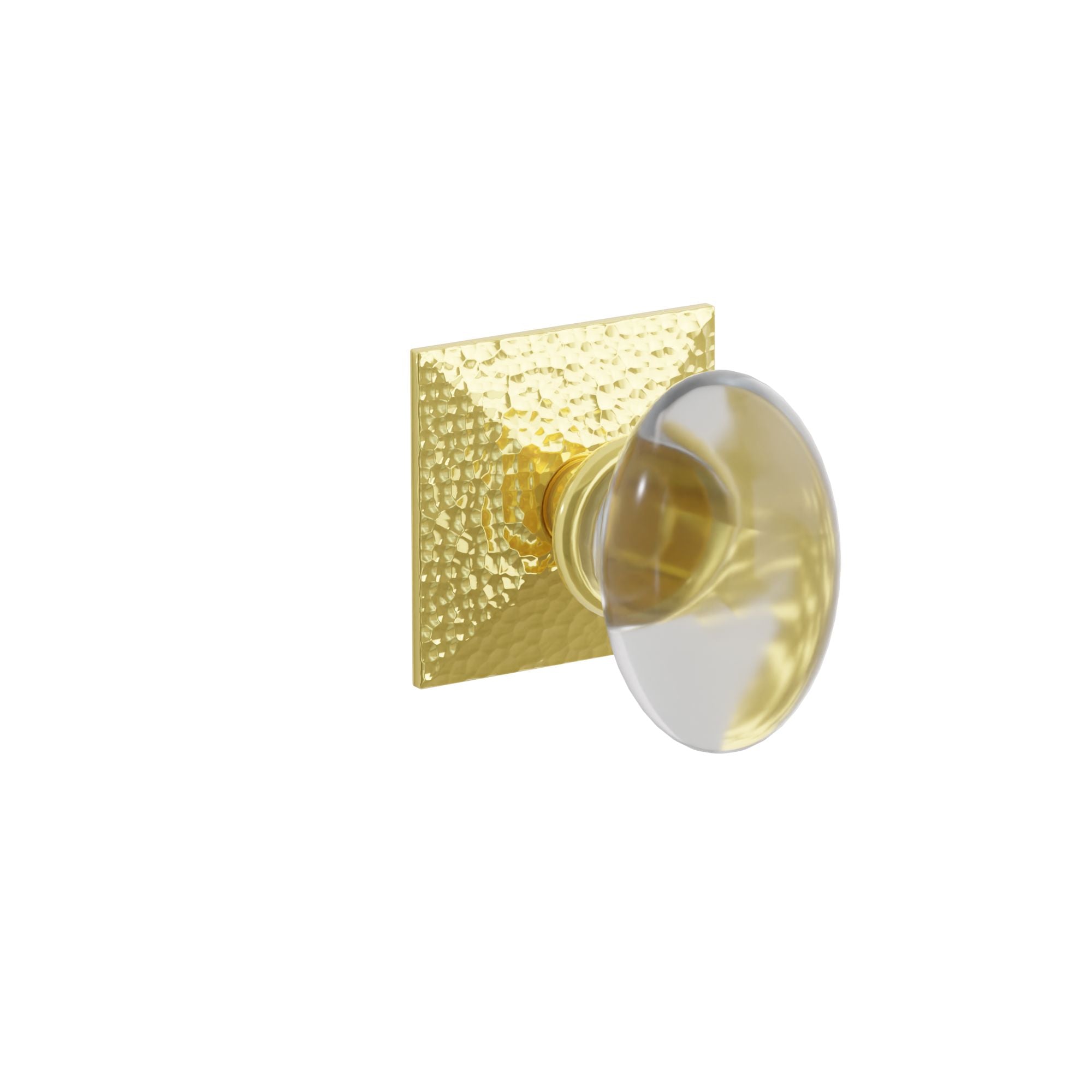 Emtek Concealed Fastener Hampton Glass Knob Set With Hammered Rosette