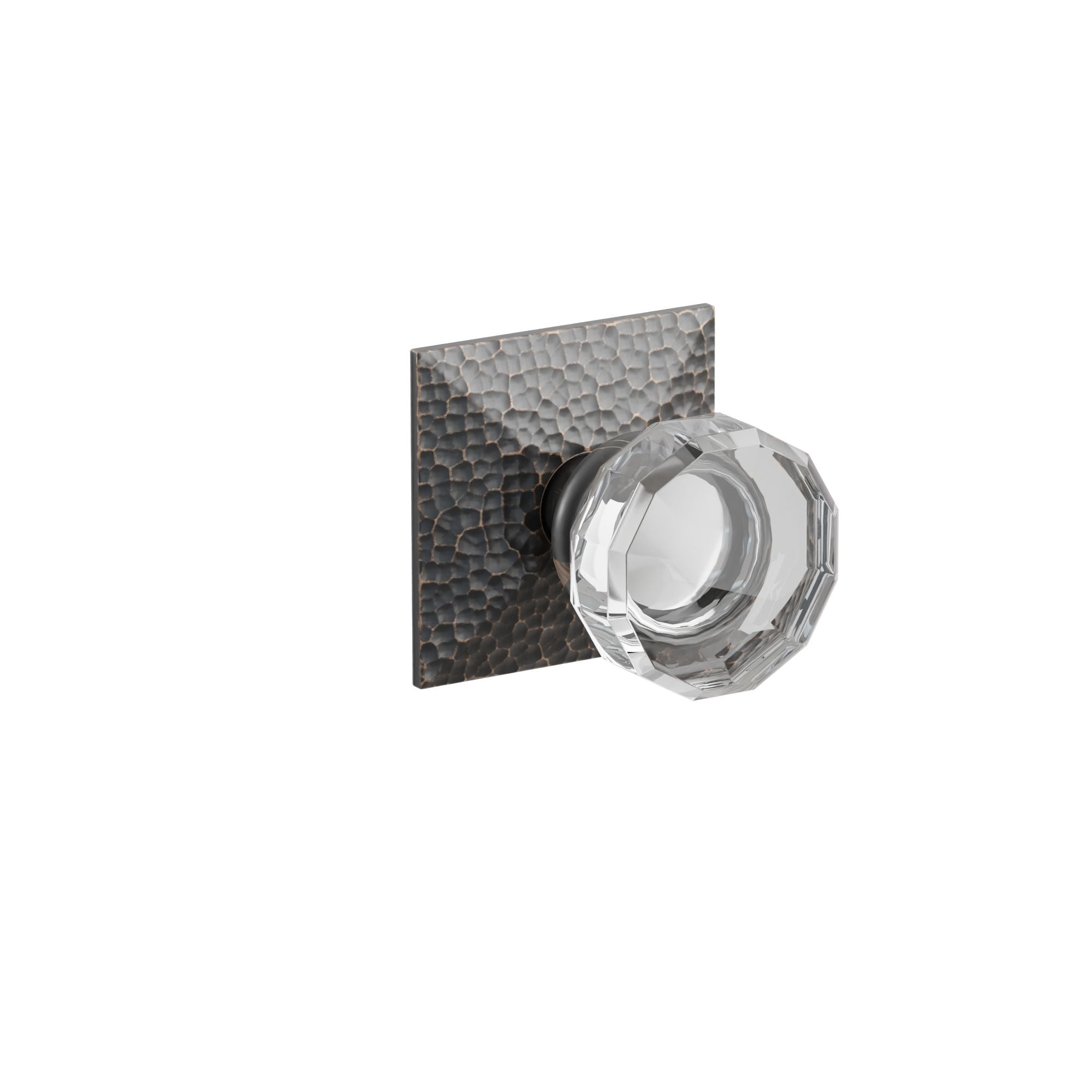 Emtek Concealed Fastener Lowell Glass Knob Set With Hammered Rosette