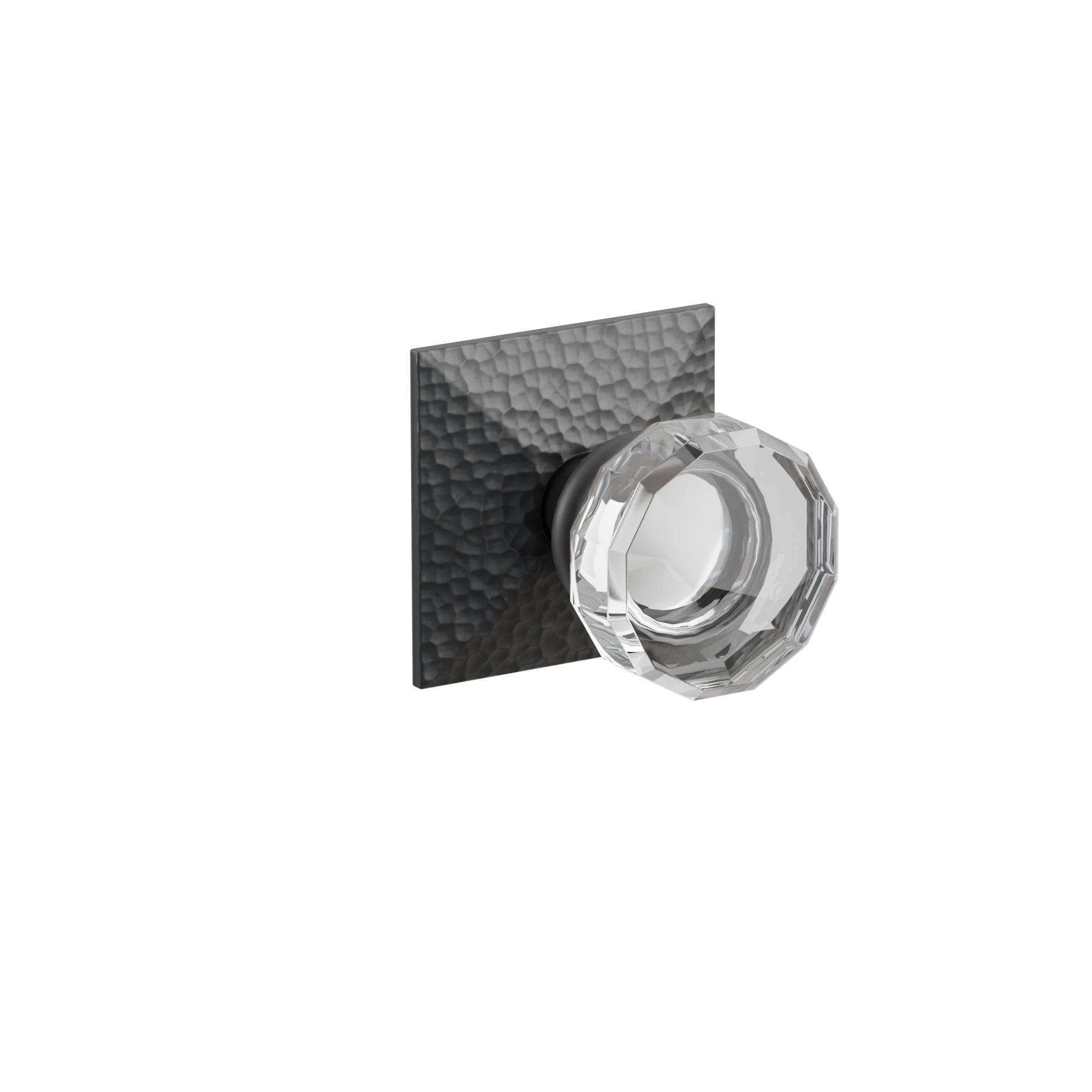 Emtek Concealed Fastener Lowell Glass Knob Set With Hammered Rosette