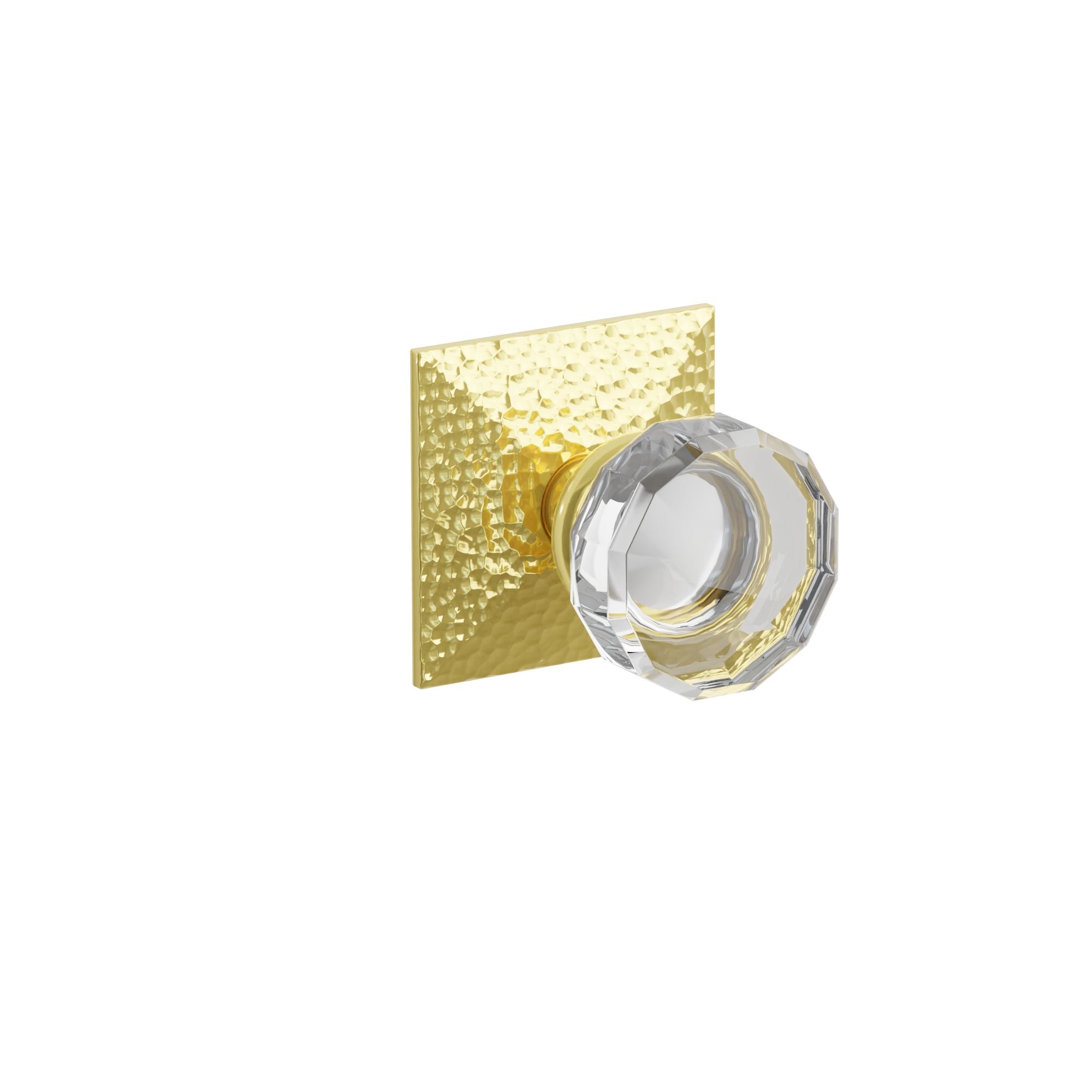 Emtek Concealed Fastener Lowell Glass Knob Set With Hammered Rosette