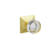 Emtek Modern Disc Glass Knob Set with Hammered Rosette