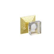Emtek Modern Square Glass Knob Set with Hammered Rosette