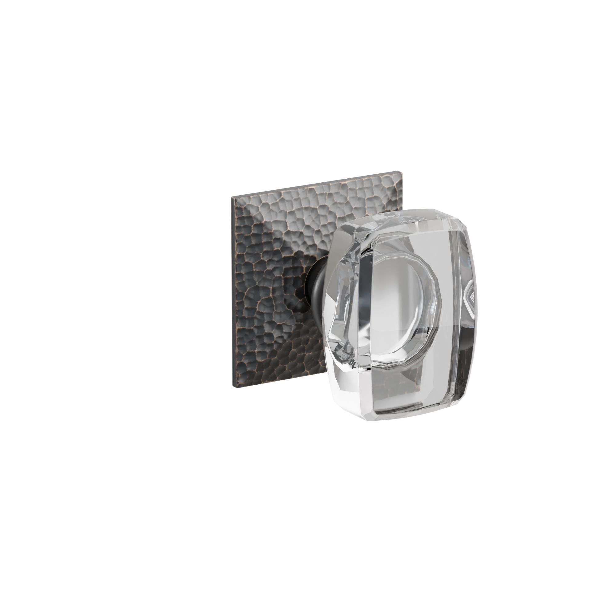 Emtek Windsor Glass Knob Set with Hammered Rosette