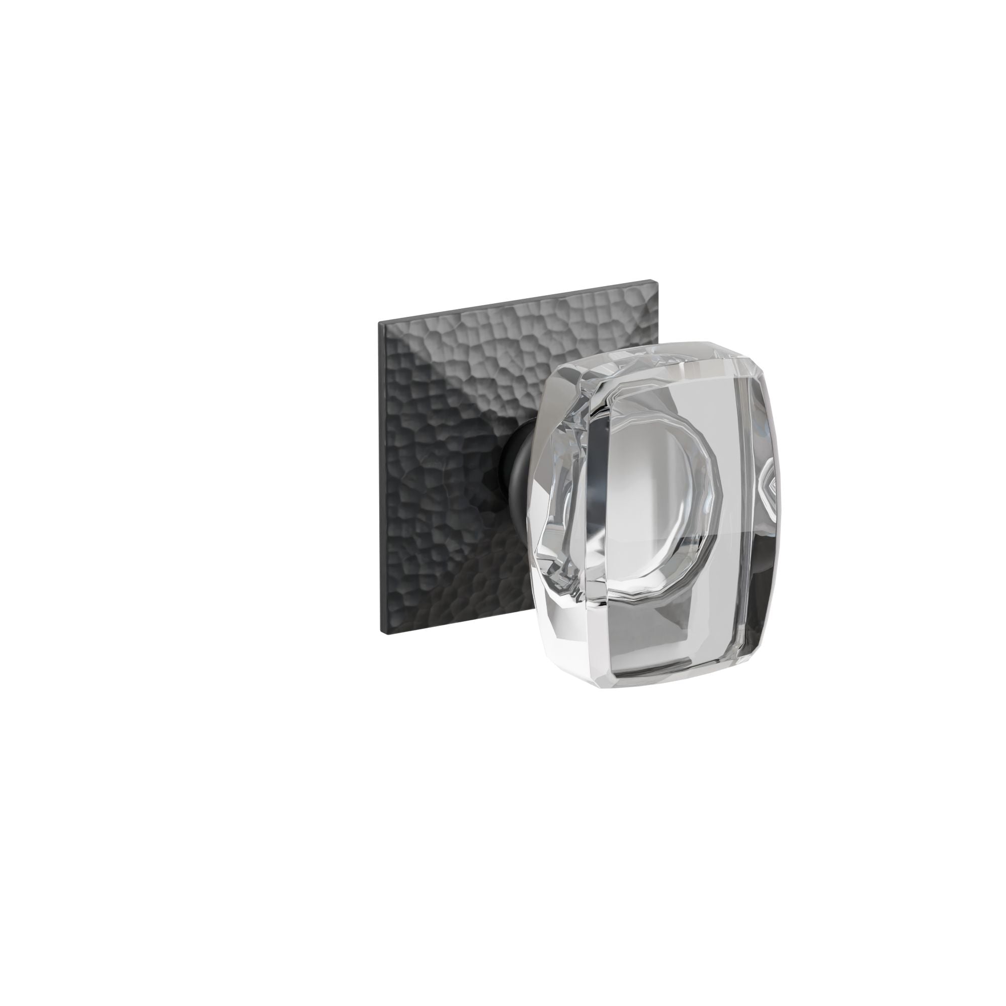 Emtek Concealed Fastener Windsor Glass Knob Set With Hammered Rosette