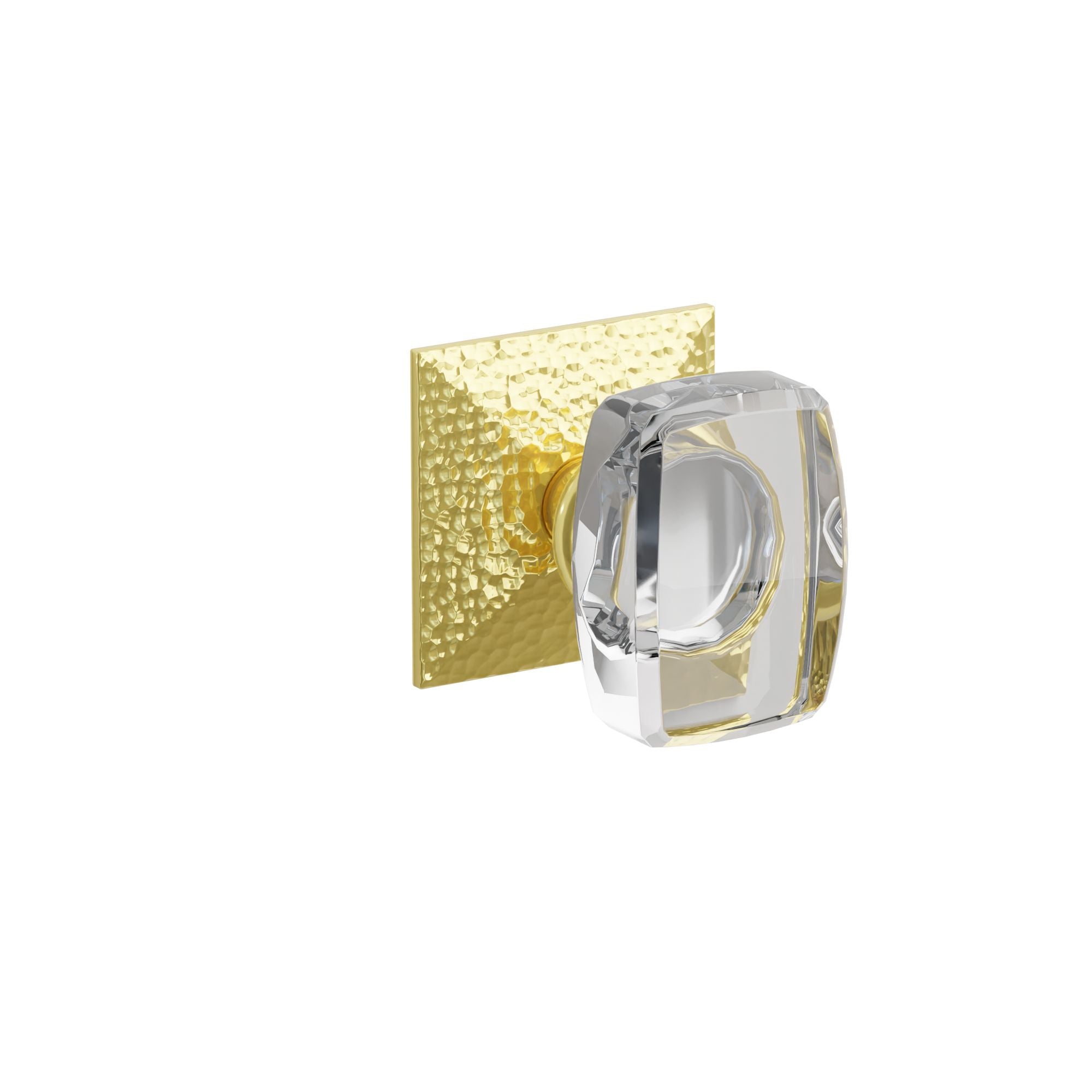 Emtek Concealed Fastener Windsor Glass Knob Set With Hammered Rosette