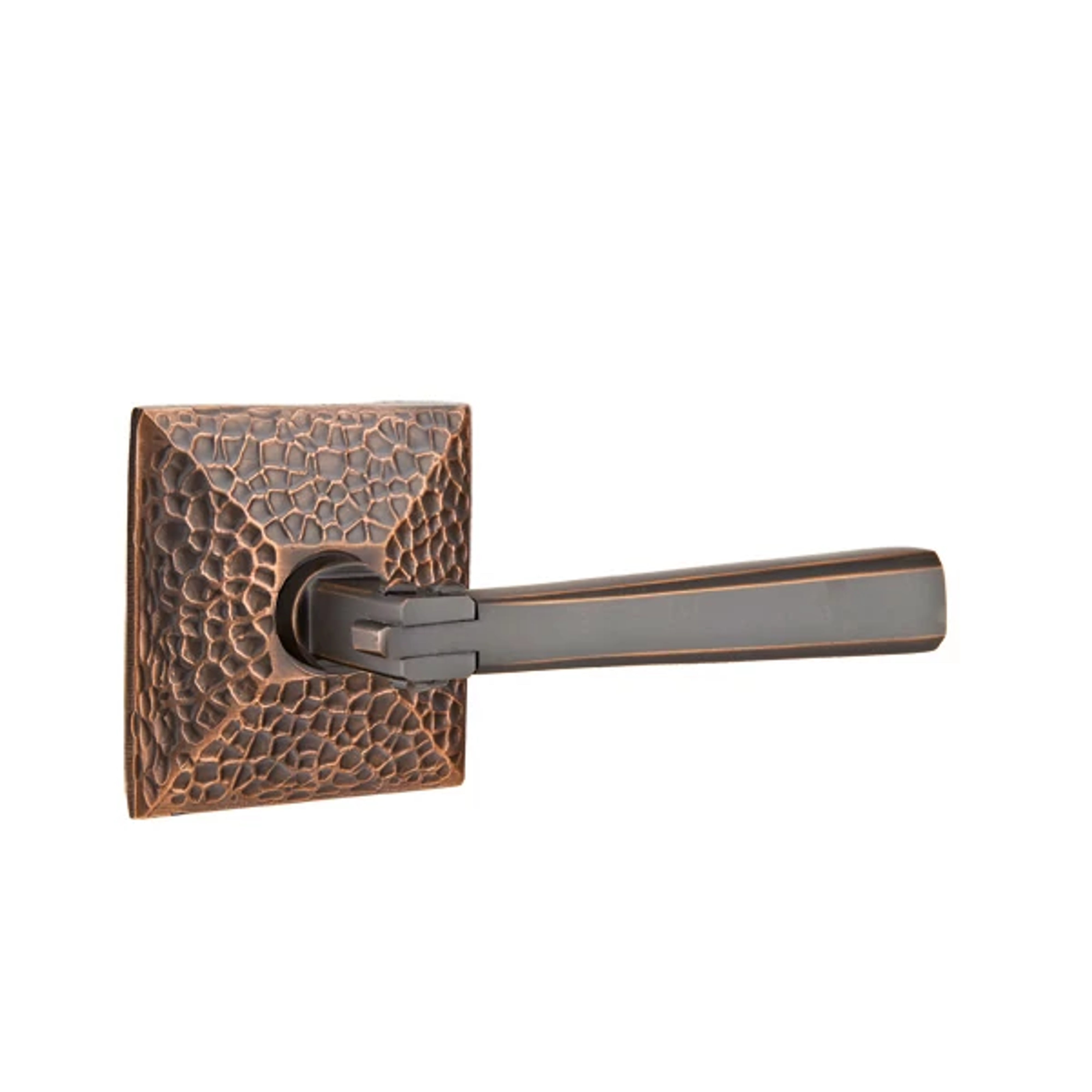 Emtek Concealed Fastener Arts & Crafts Lever Set with Hammered Rosette