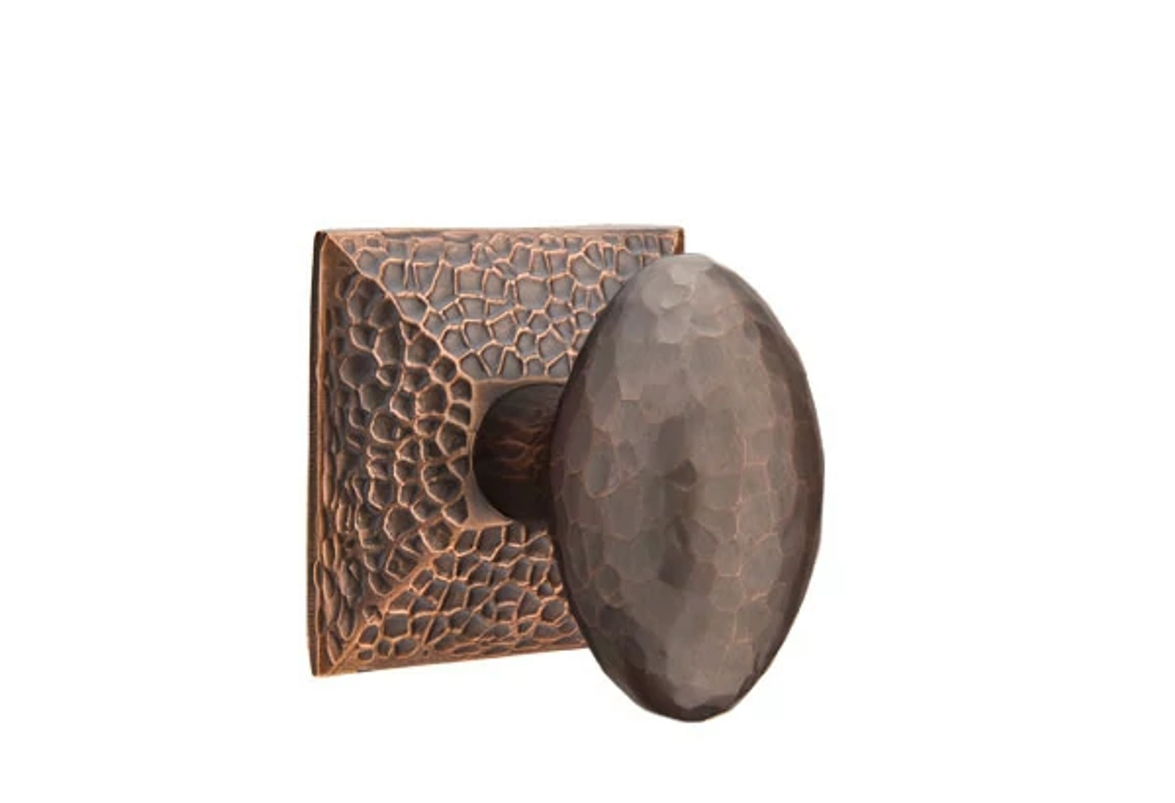 Emtek Hammered Egg Knob Set with Hammered Rosette