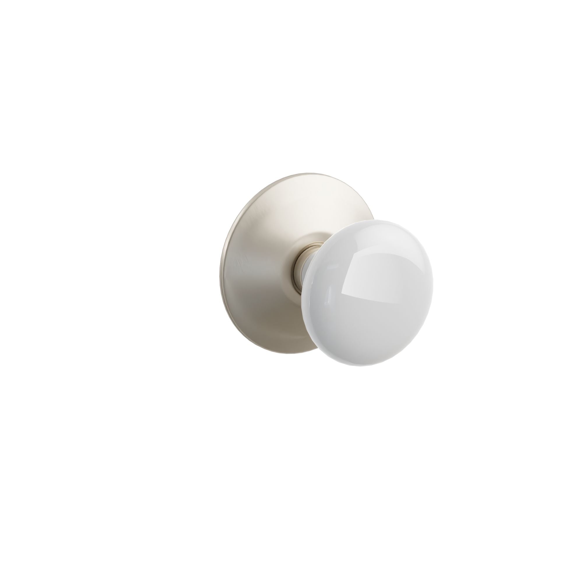 Emtek Concealed Fastener Ice White Porcelain Knob Set With Modern Rosette