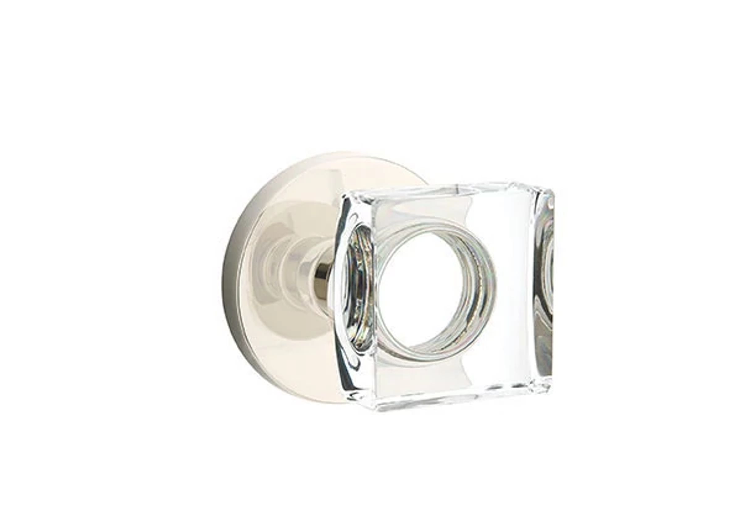 Emtek Modern Square Glass Knob Set with Disk Rosette