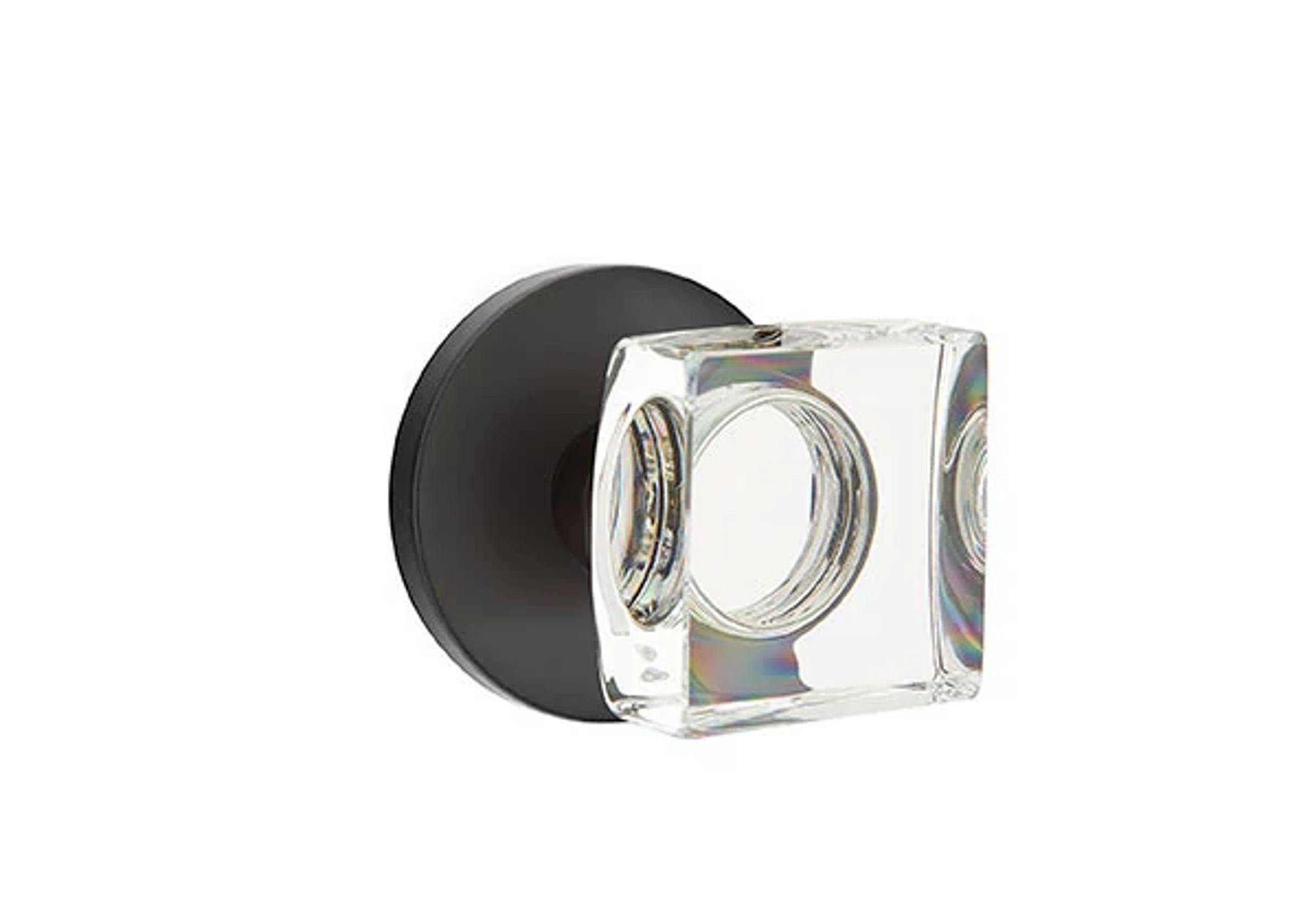 Emtek Concealed Fastener Modern Square Glass Knob Set with Disk Rosette