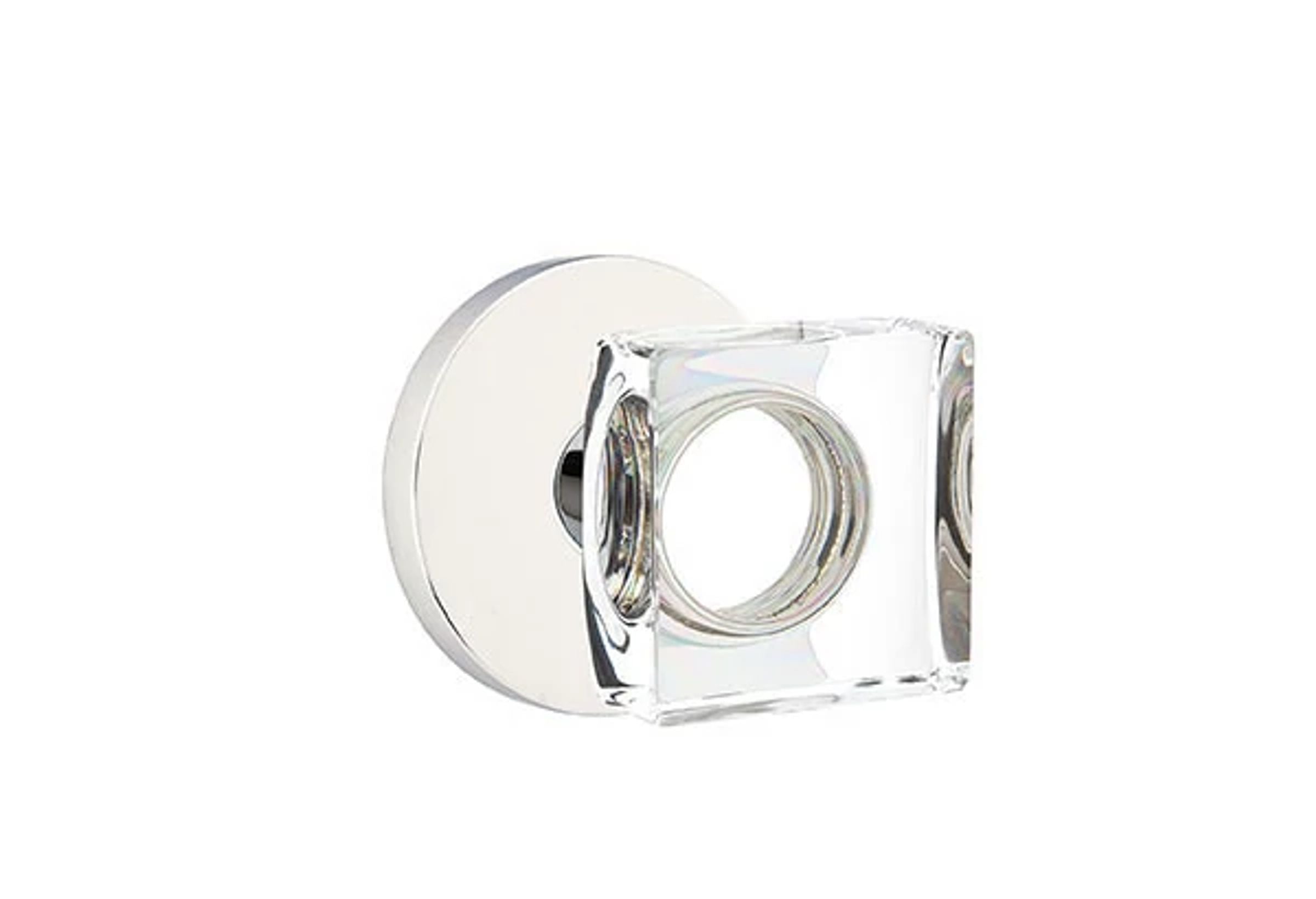 Emtek Modern Square Glass Knob Set with Disk Rosette