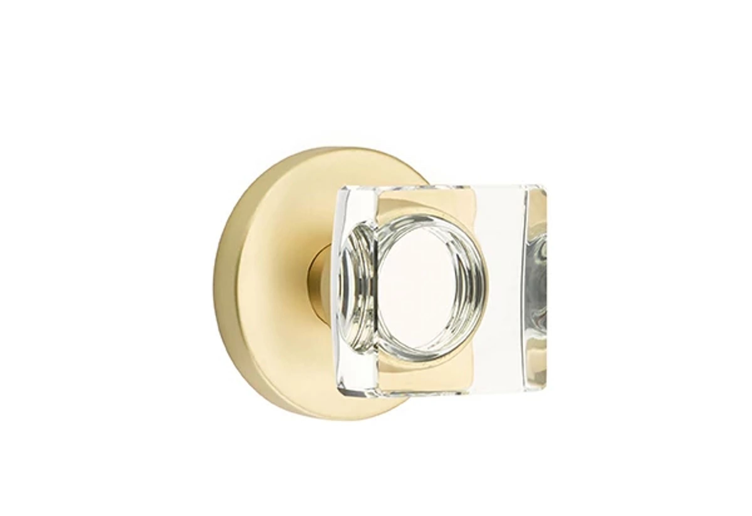 Emtek Concealed Fastener Modern Square Glass Knob Set with Disk Rosette