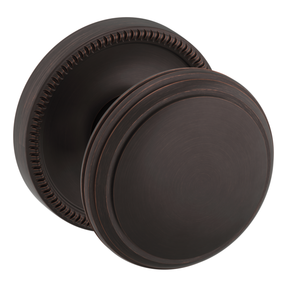 Baldwin 5069 Traditional Round Knob Set with 5076 Rose Venetian Bronze / Passage / Reversible