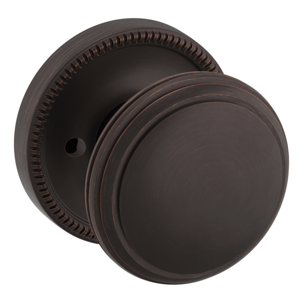 Baldwin 5069 Traditional Round Knob Set with 5076 Rose Venetian Bronze / Privacy / Reversible