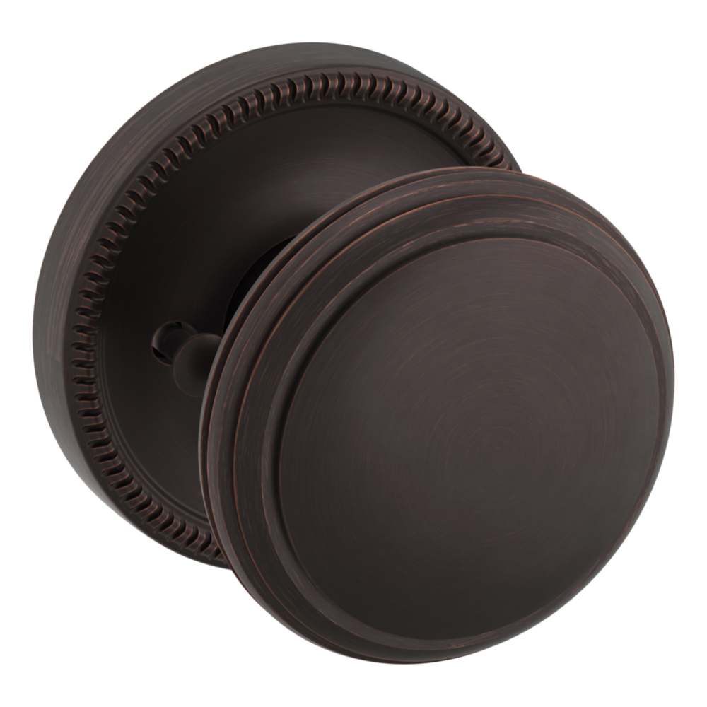 Baldwin 5069 Traditional Round Knob Set with 5076 Rose Venetian Bronze / Privacy / Reversible