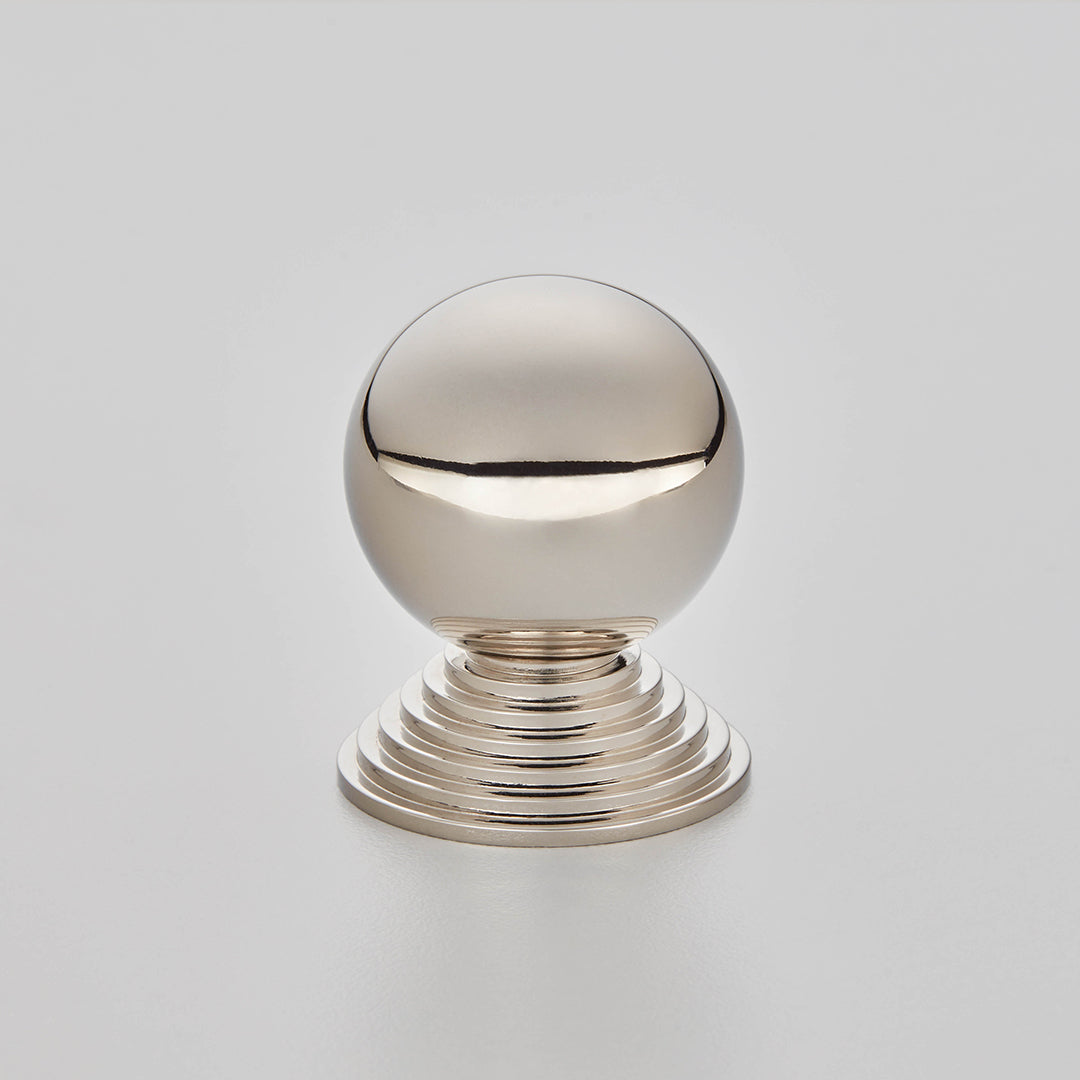 Croft Ball and Step Cabinet Knob 32mm / Polished Nickel