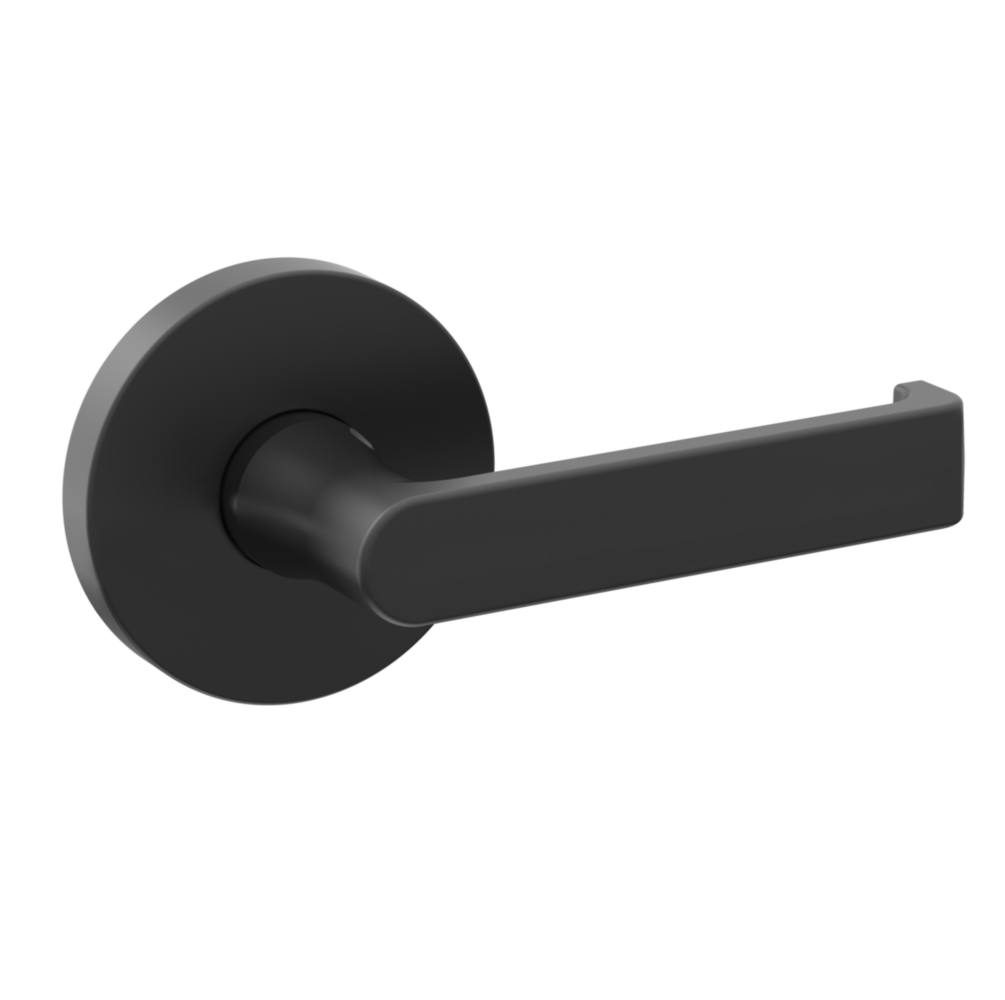 Baldwin 5105 Contemporary Straight Lever Set with 5046 Rose Satin Black / Full Dummy / Reversible