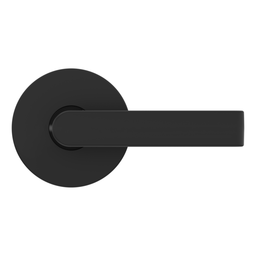 Baldwin 5105 Contemporary Straight Lever Set with 5046 Rose Satin Black / Full Dummy / Reversible