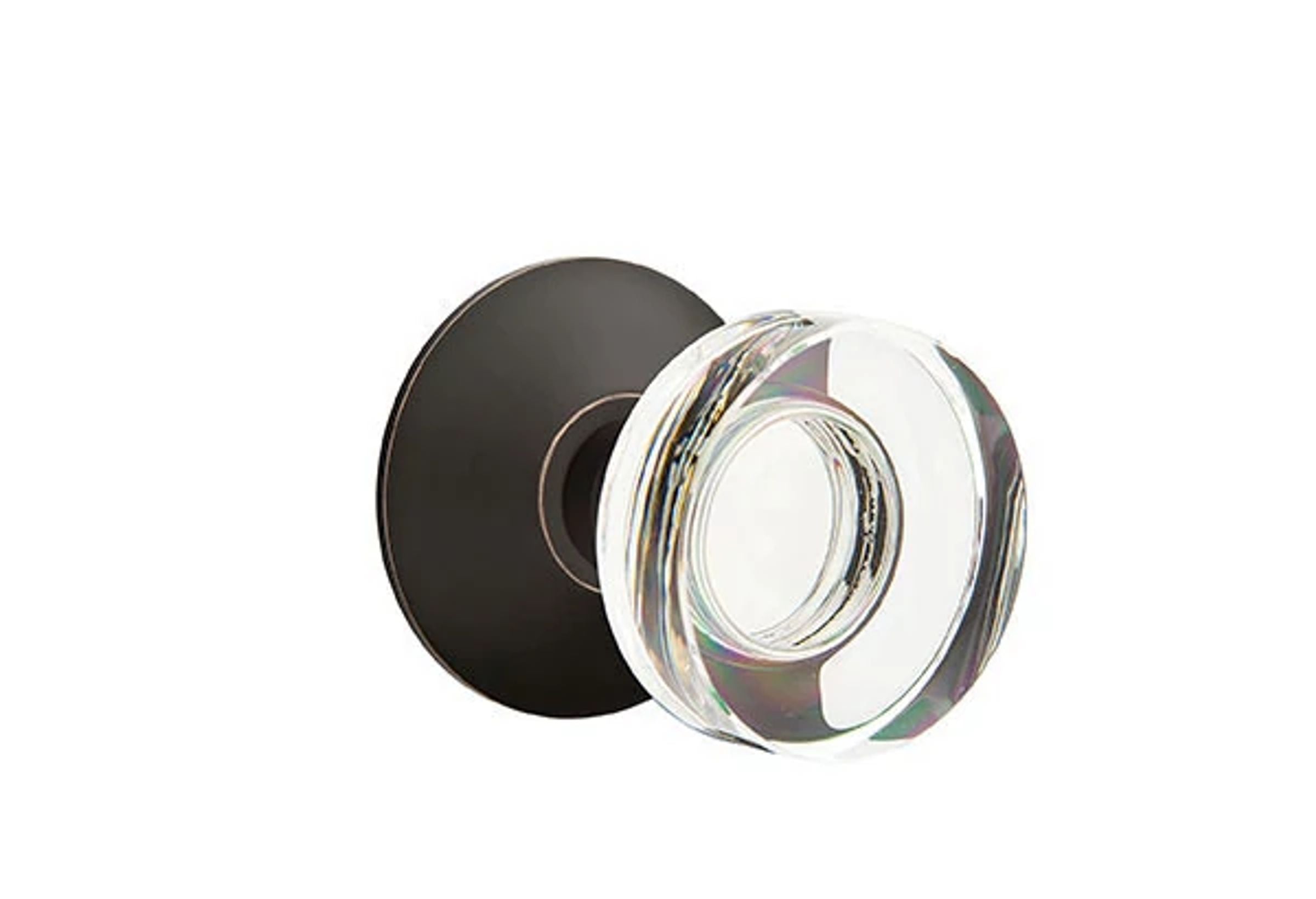 Emtek Concealed Fastener Modern Disc Glass Knob Set with Modern Rosette